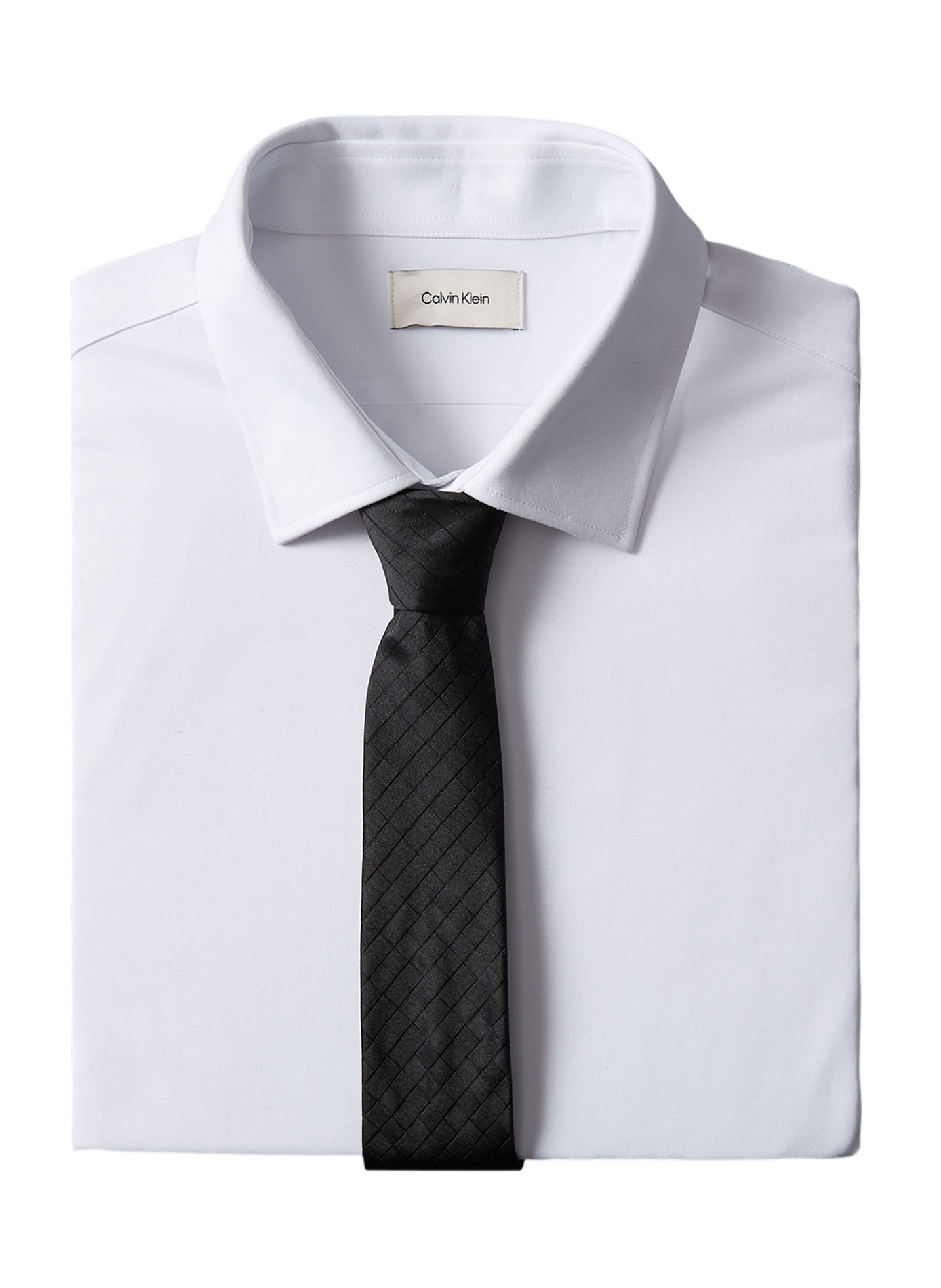 Textured silk checked tie CALVIN KLEIN Black