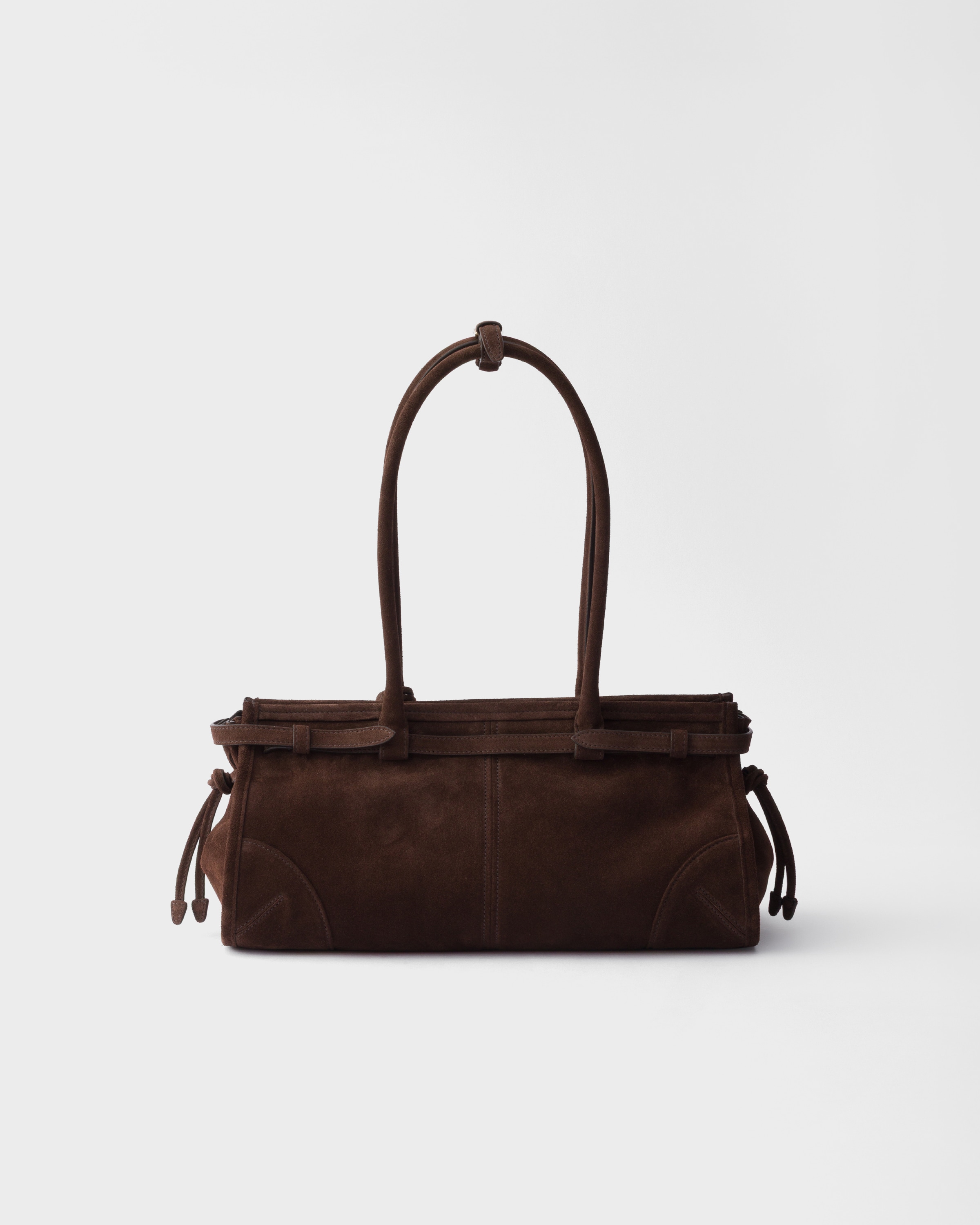 Sac prada bonnie moyen en veau velours PRADA Marron