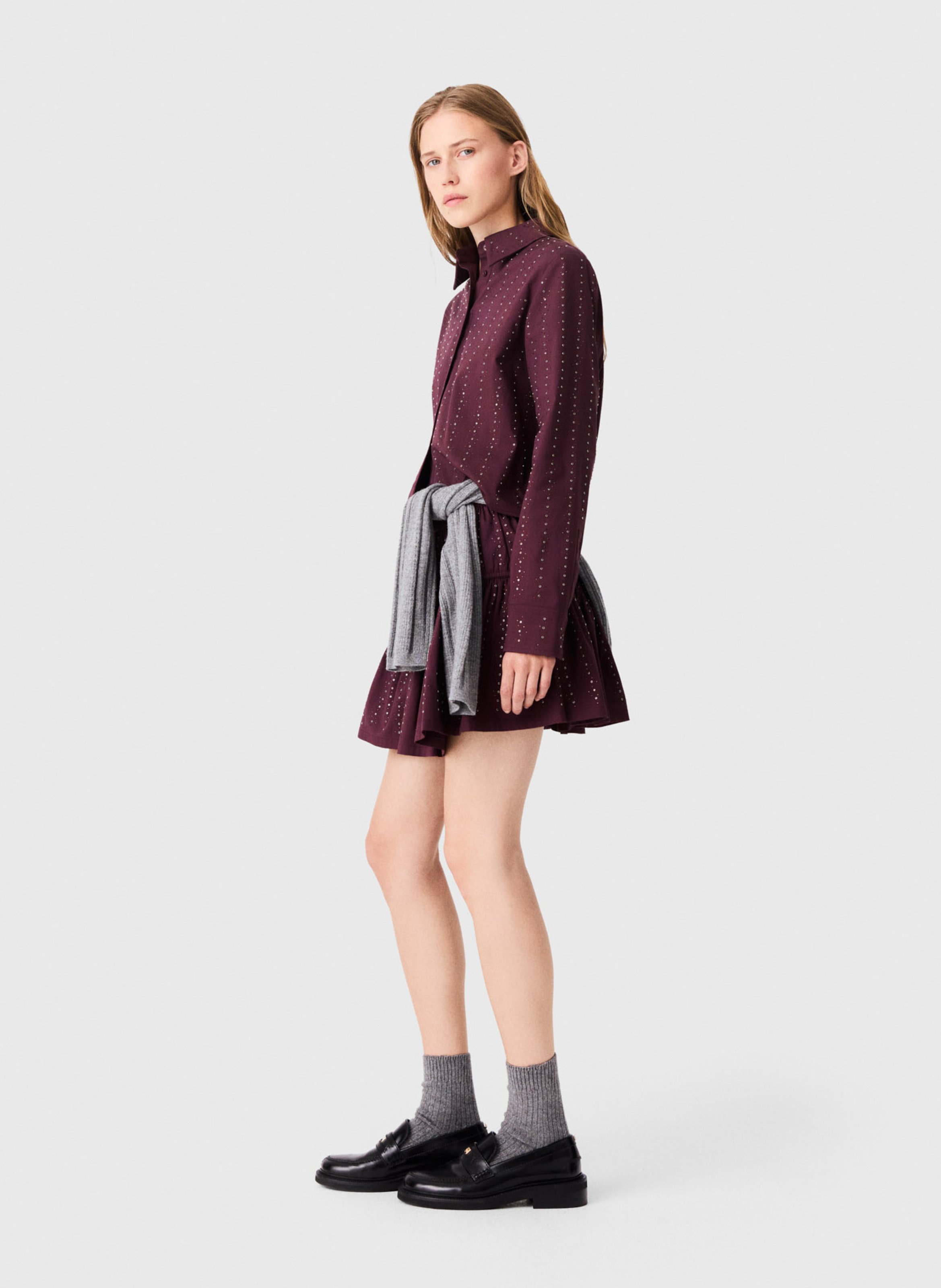 Chemise droite col classique en coton mélangé MAJE Rouge