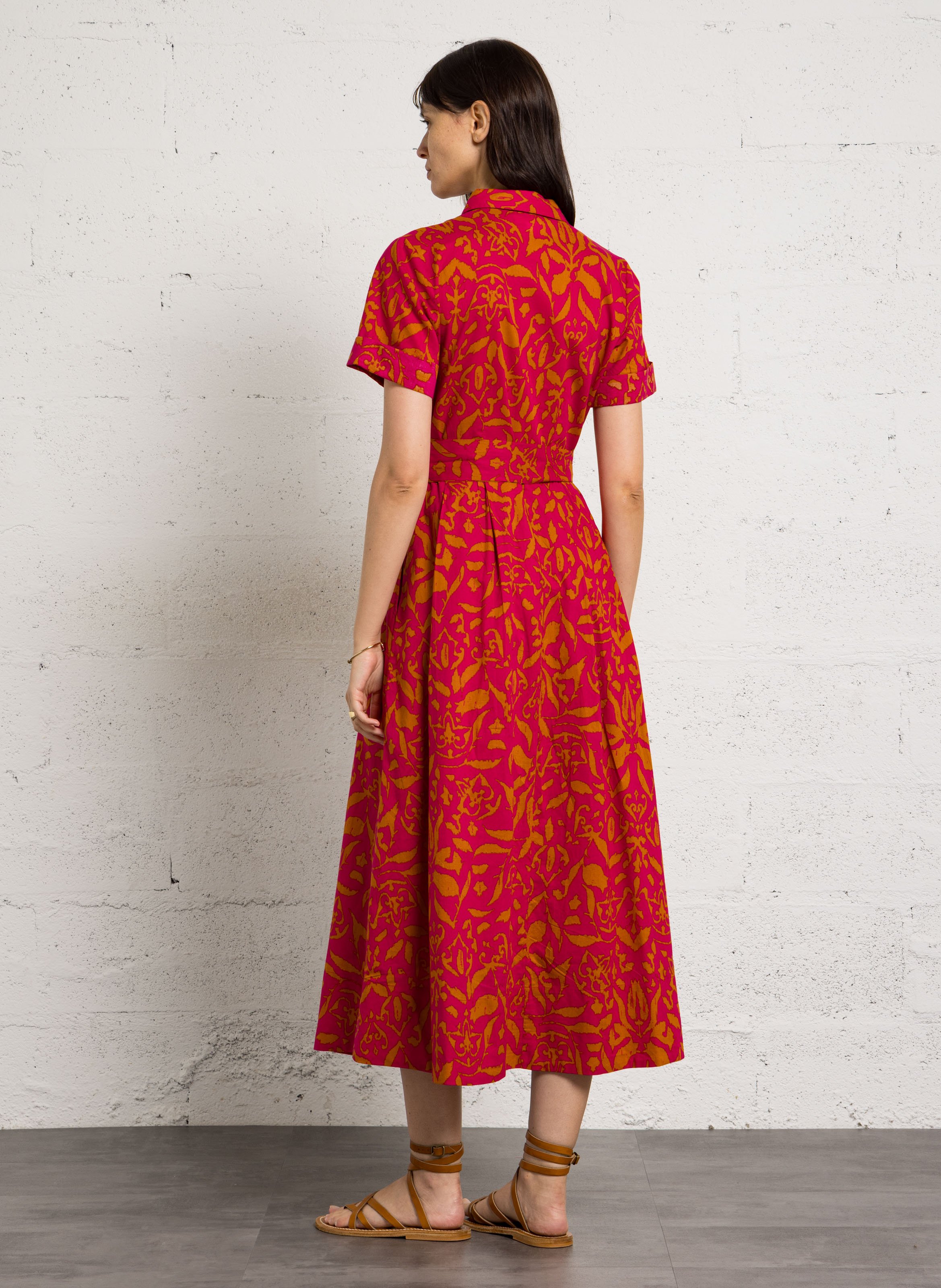 Maison 123 Maison 123 Robe midi à imprimé en coton palma