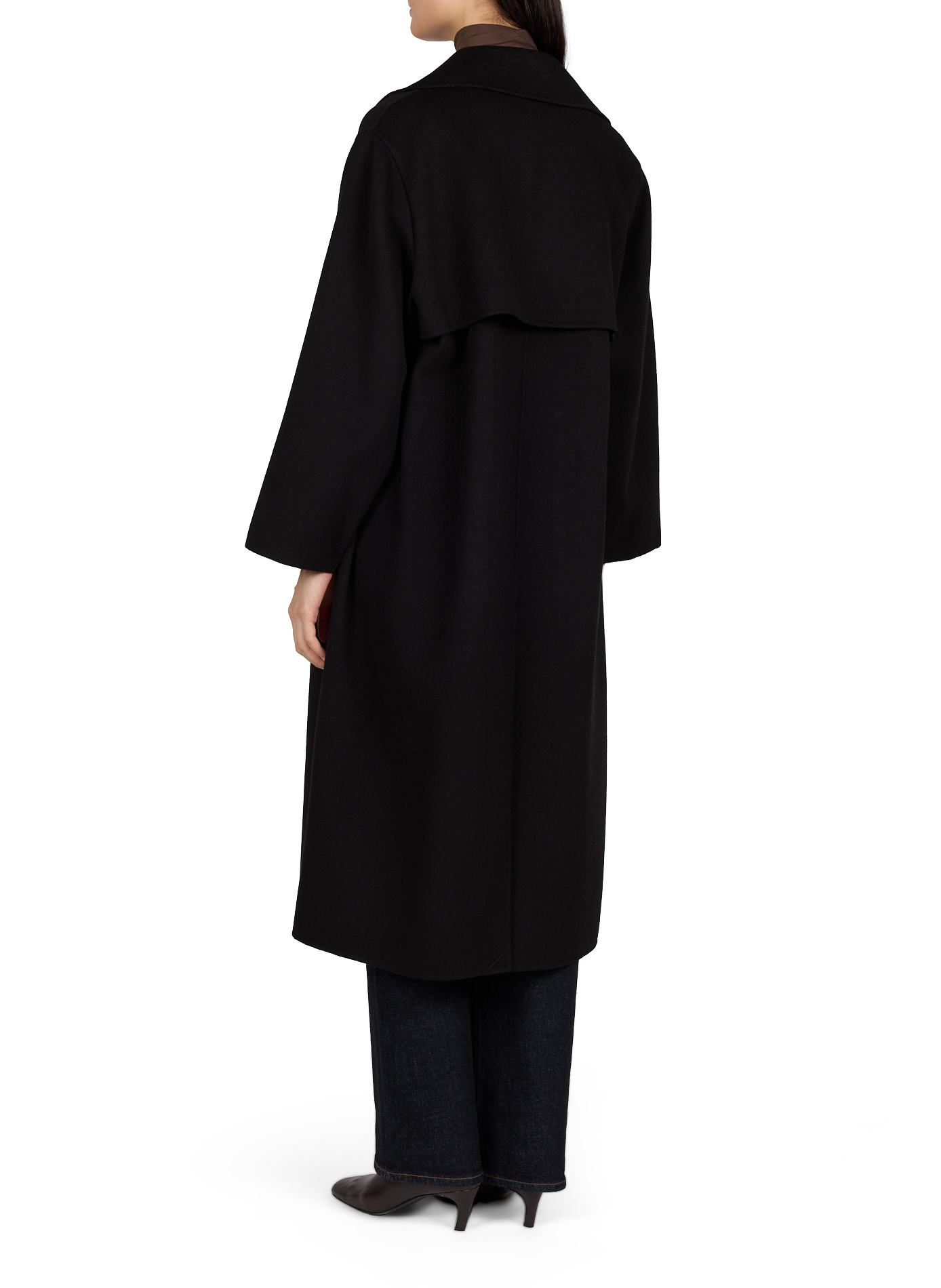 Long belted coat in blended virgin wool MAX MARA WEEK END Black