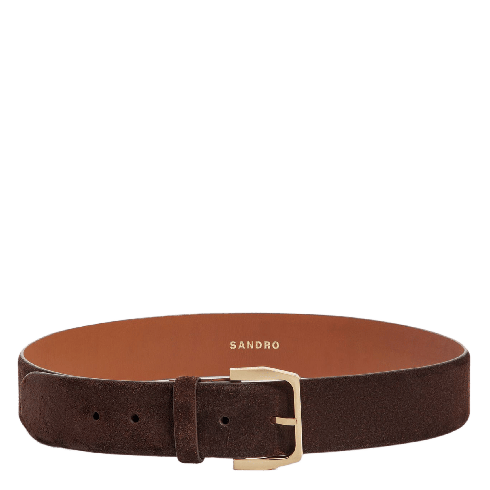 Ceinture large en cuir suède SANDRO Marron
