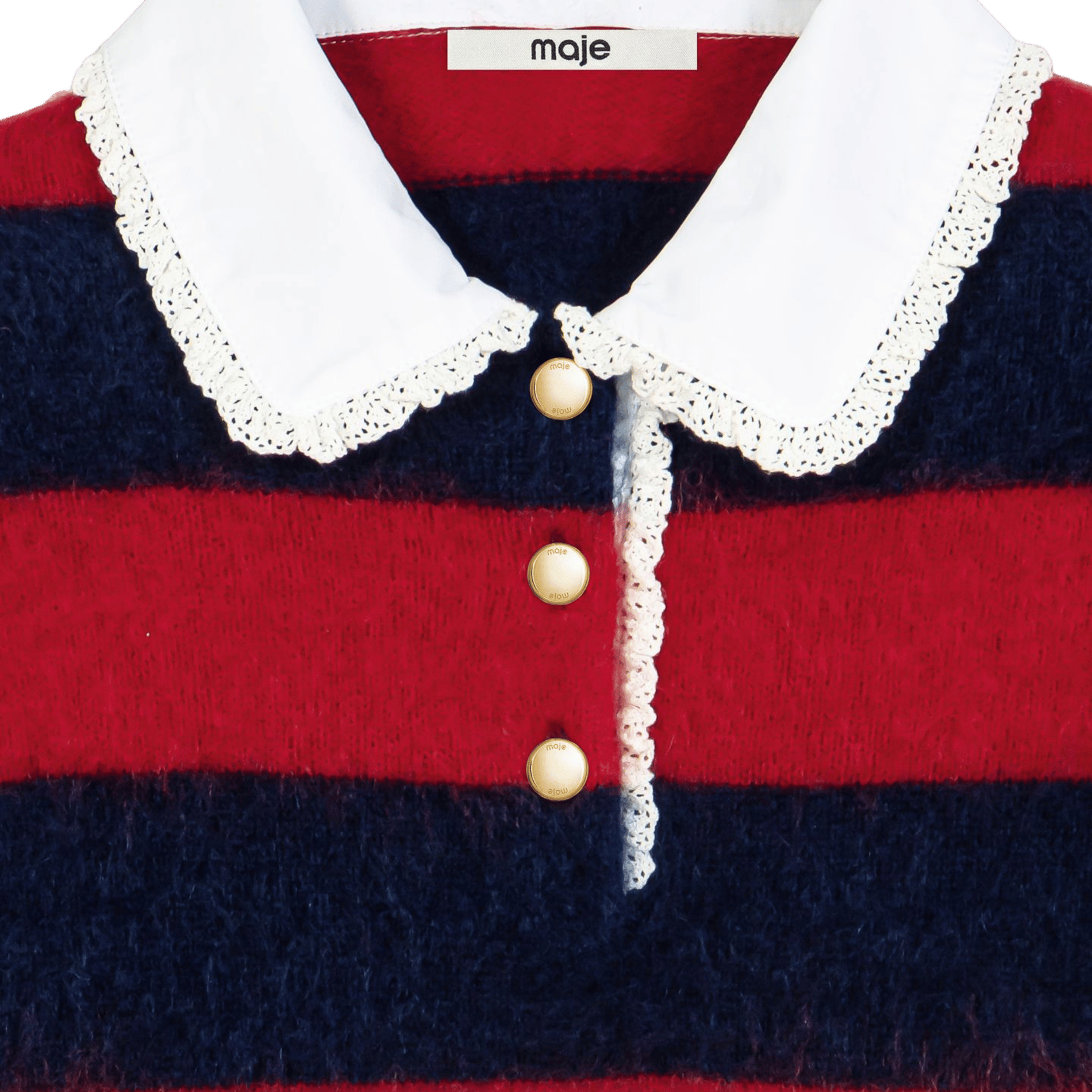 Pull col polo en laine mélangée MAJE Rouge