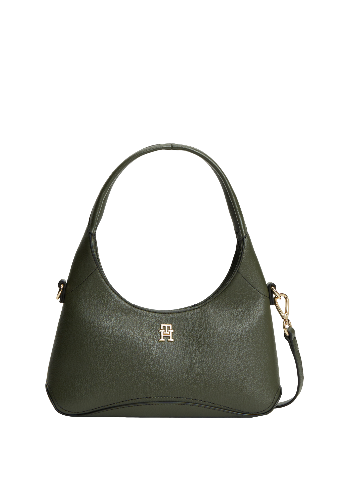 Plain zip-up shoulder bag  Dark olive
