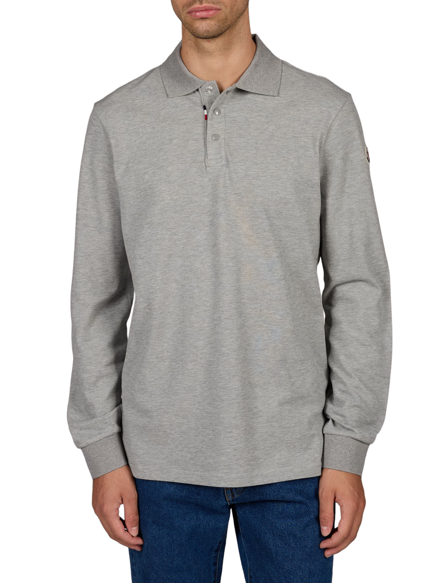 Long-sleeve straight fit cotton polo MONCLER Black