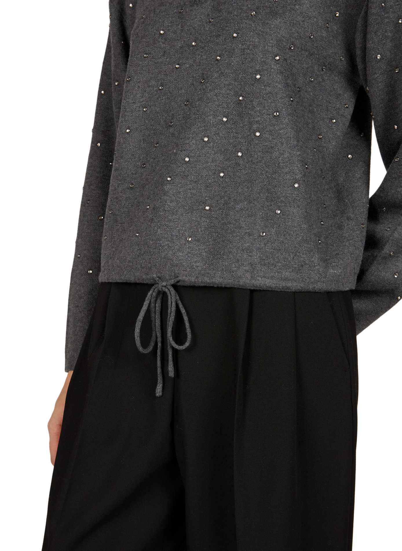 Straight-cut rhinestone jeans SUNCOO Grey