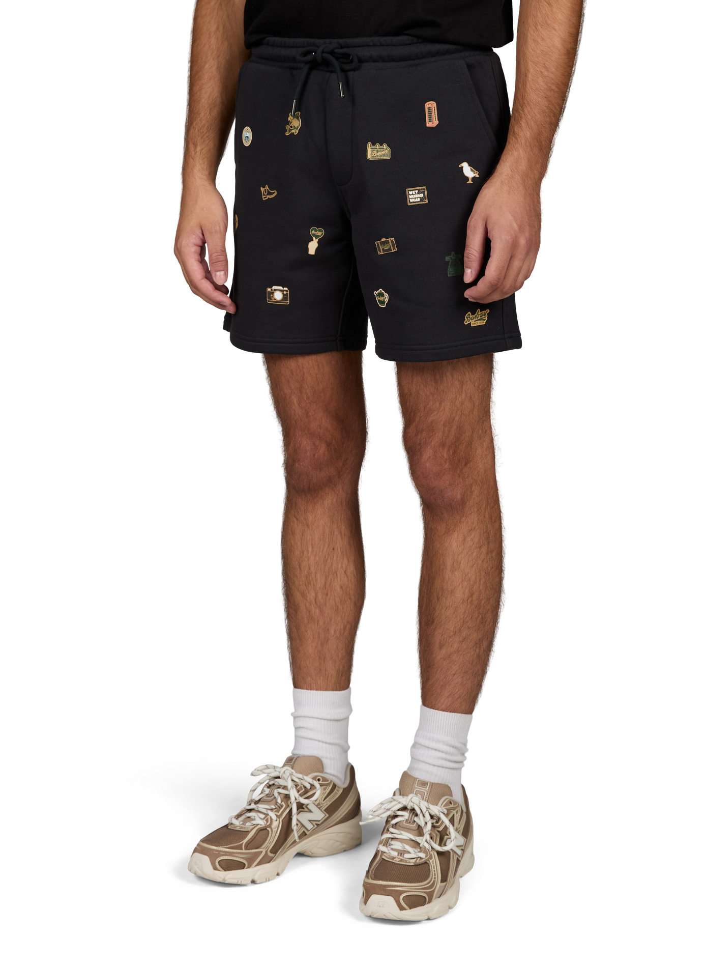 Printed cotton straight shorts BARBOUR Black