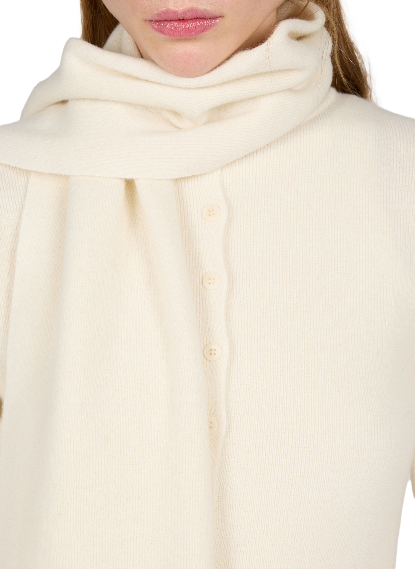 Straight-fit cardigan with scarf in a wool blend LE 17 SEPTEMBRE White