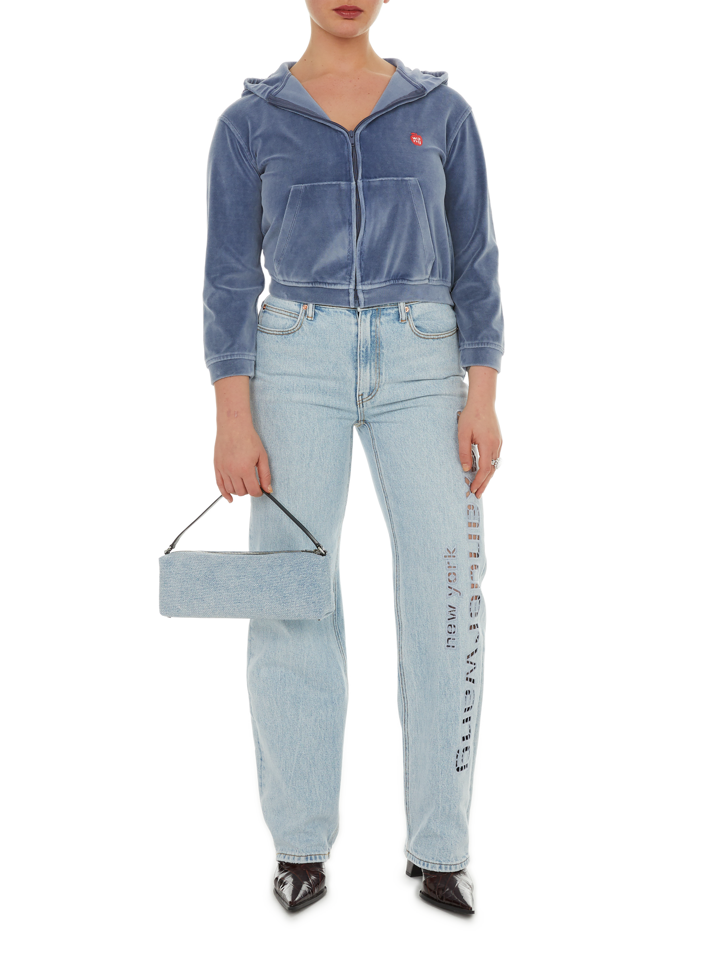 Hoodie en velours  ALEXANDER WANG Bleu