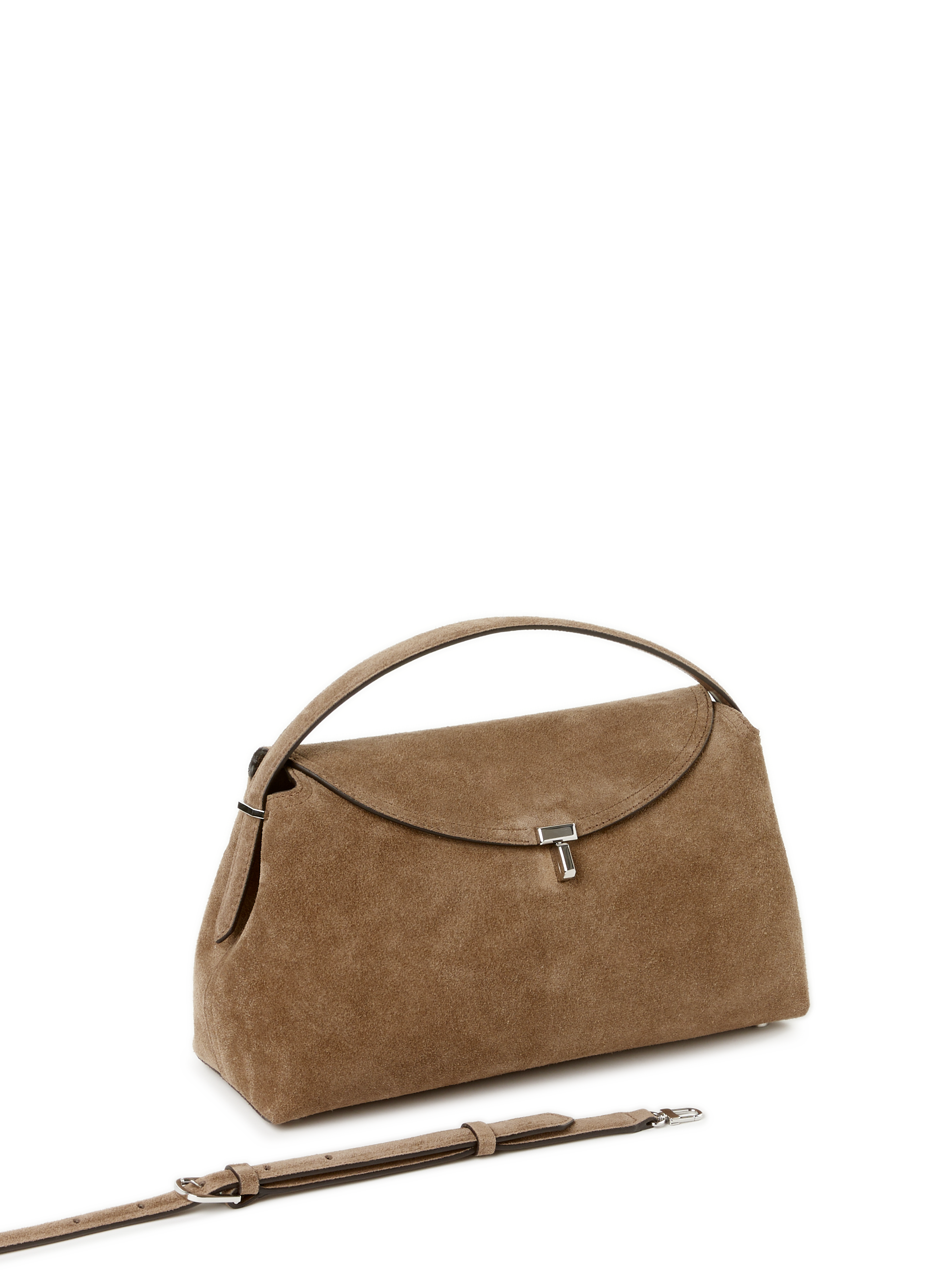Suede leather T-lock bag TOTEME Brown