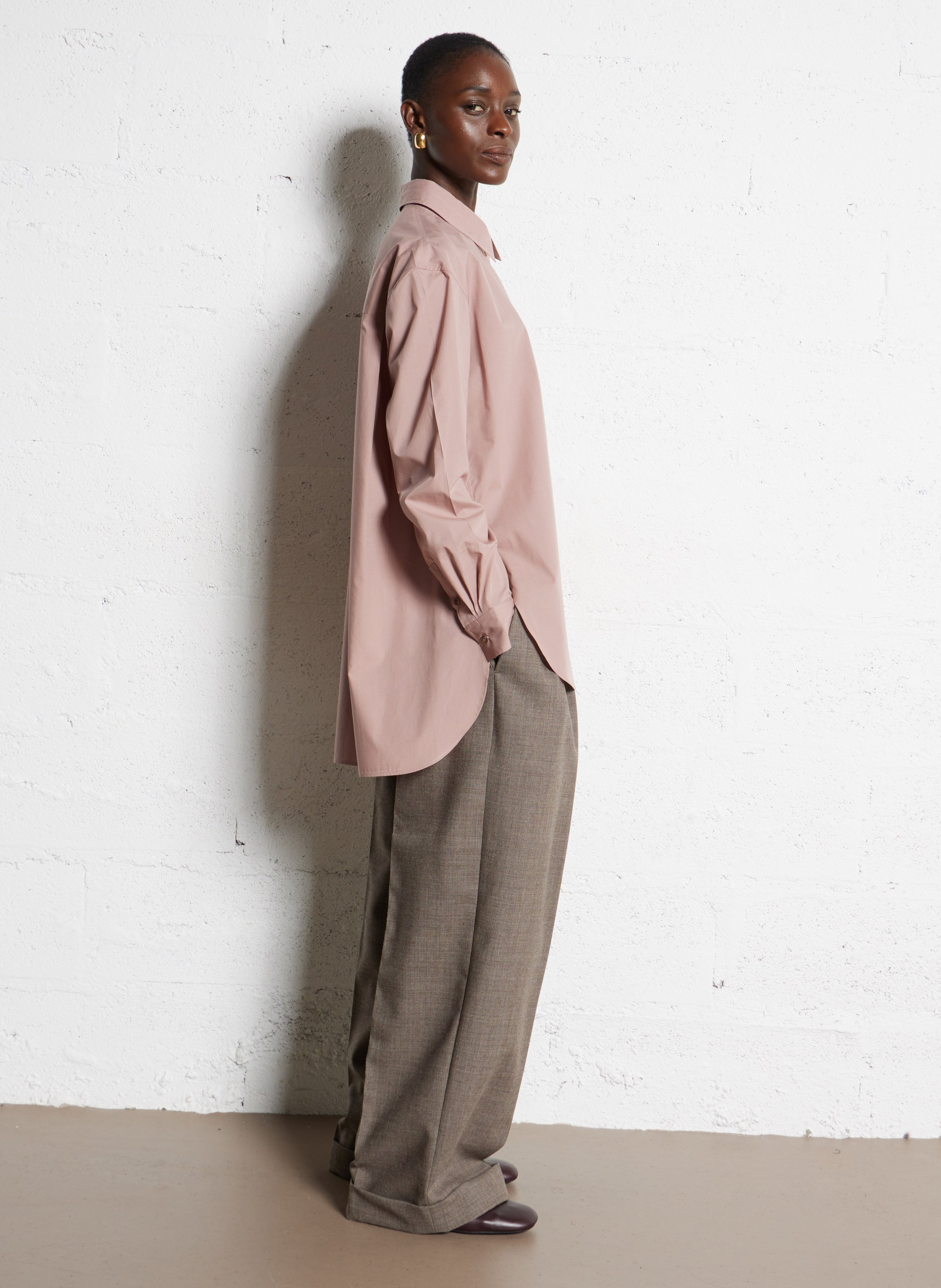 Chemise oversize en coton bio grenade SOEUR Rose