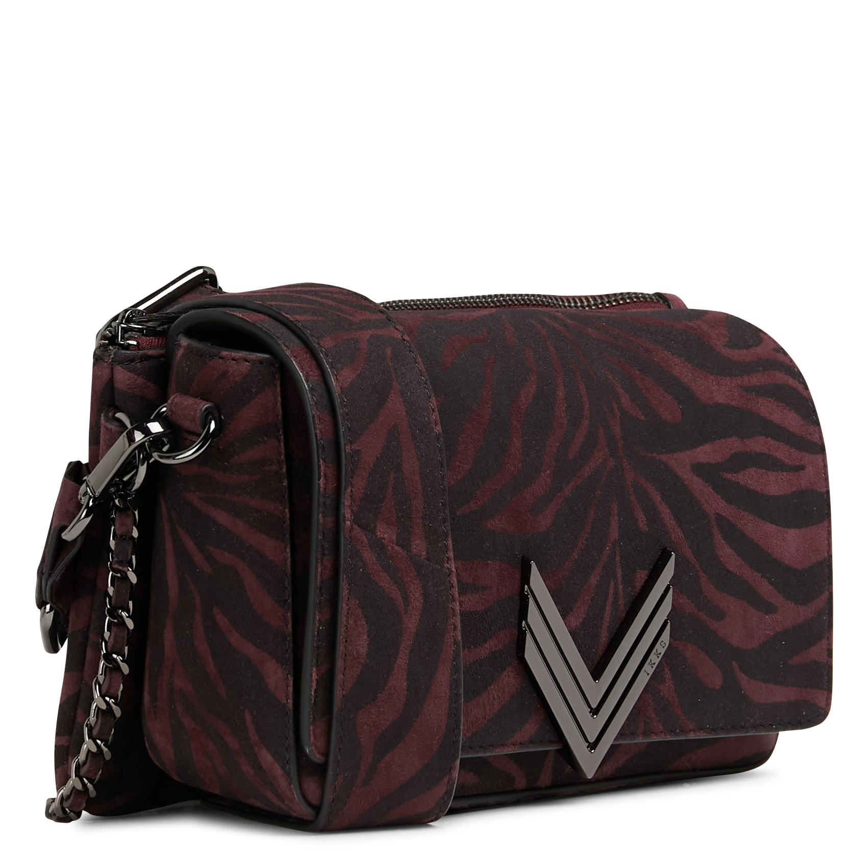 Sac bandoulière zébré en cuir 111 zebre IKKS Violet