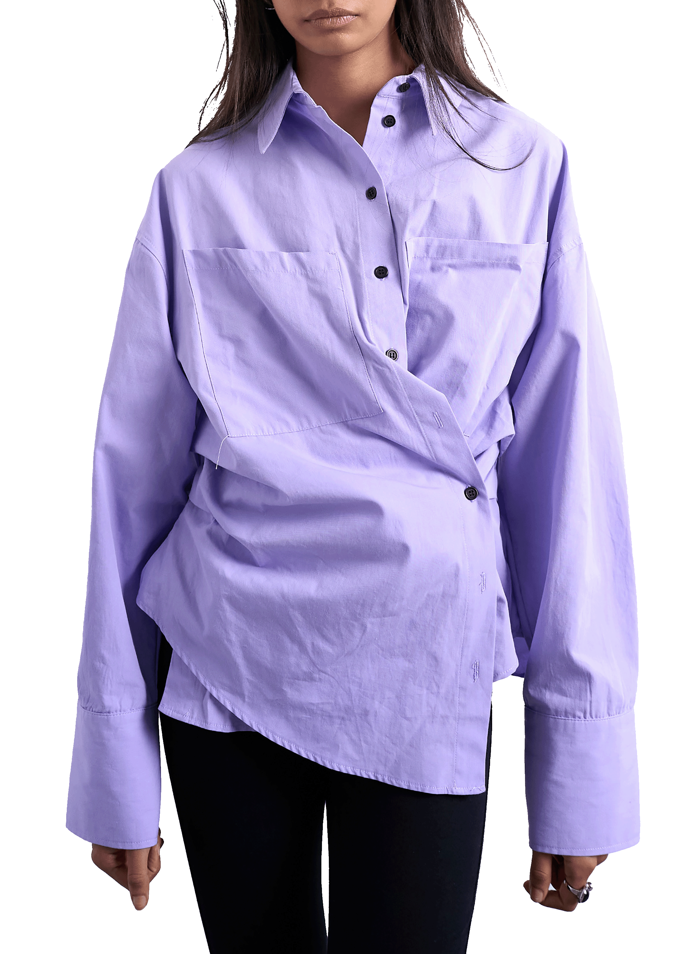TOPSHOP Asymmetrical cotton shirt Purple
