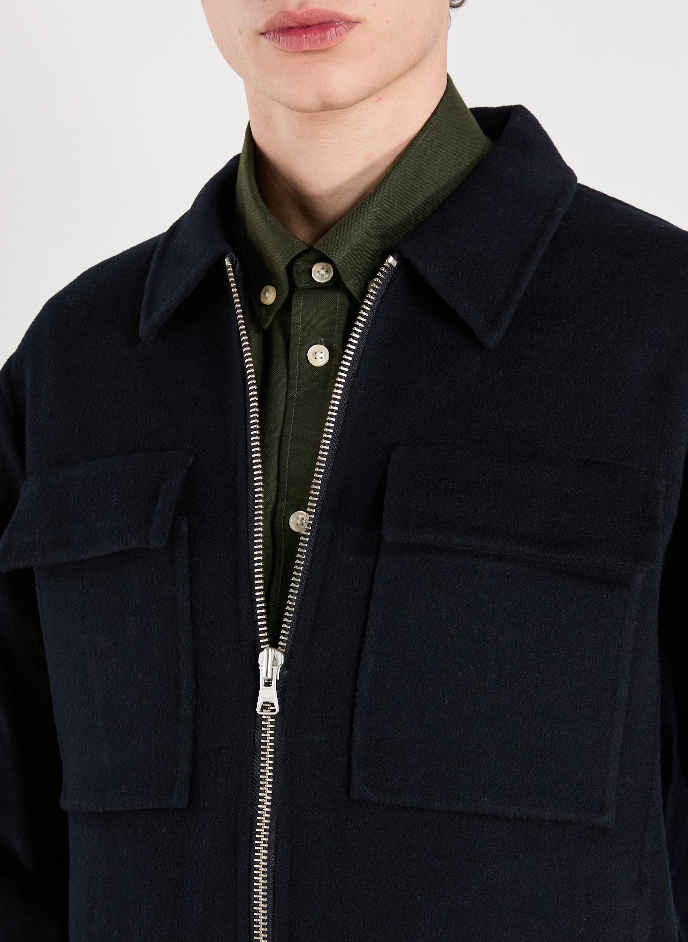 Jacket with classic collar in mixed wool NN.07 Blue