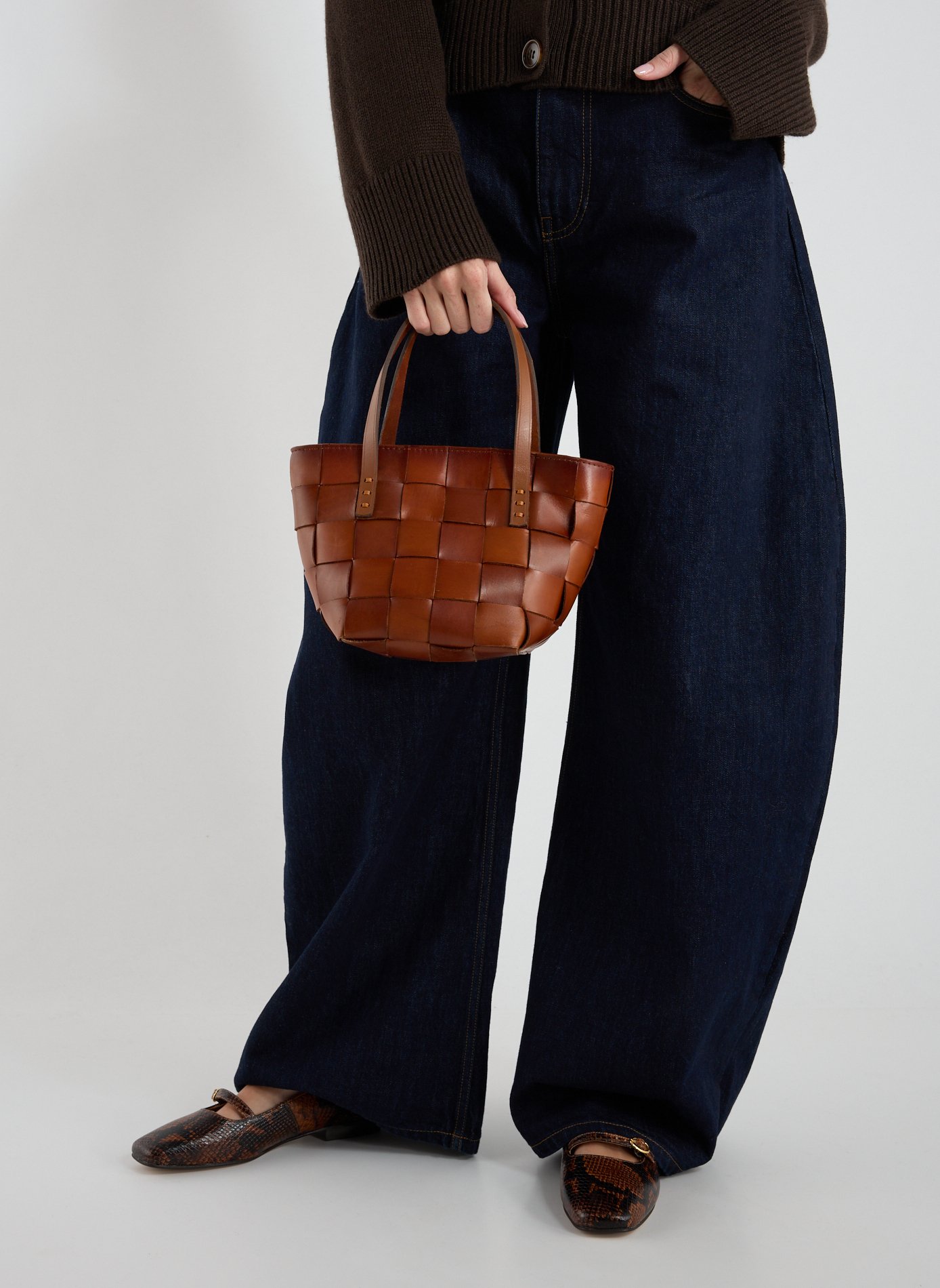 Japan Mini leather handbag DRAGON DIFFUSION Brown