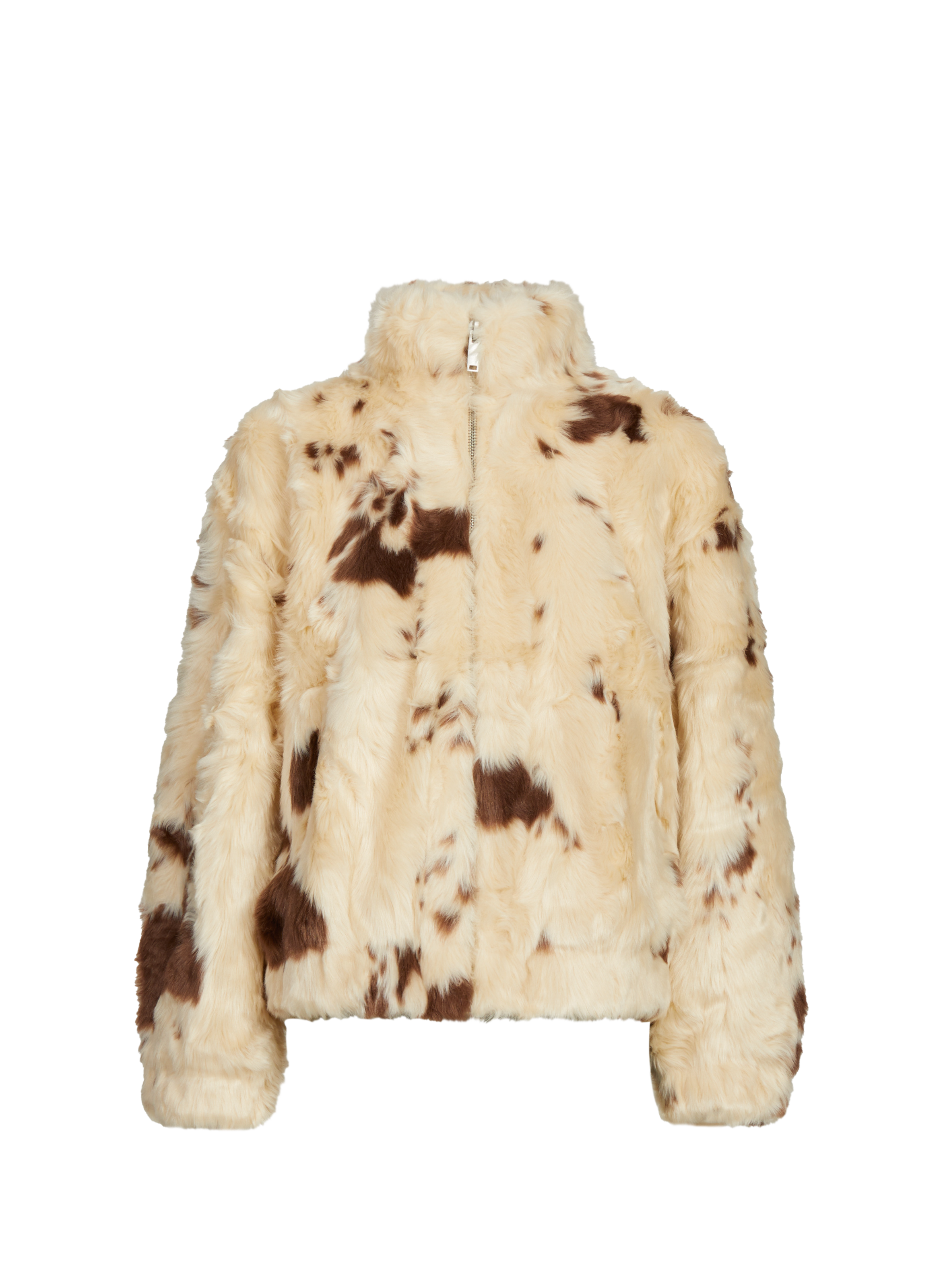 Veste aspect fourrure col montant TOPSHOP Beige