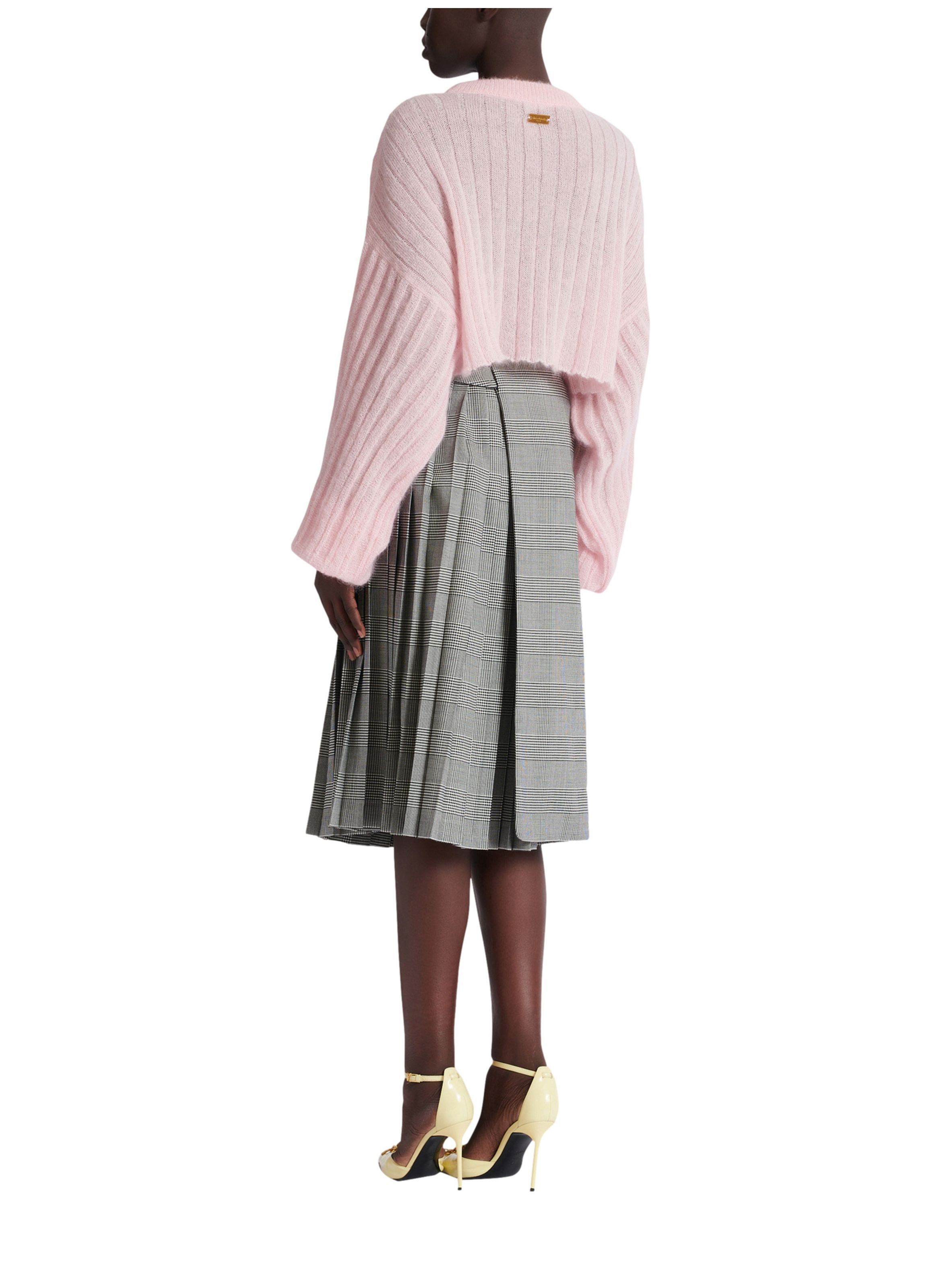 Jupe midi à imprimé prince de galles BALMAIN Noir