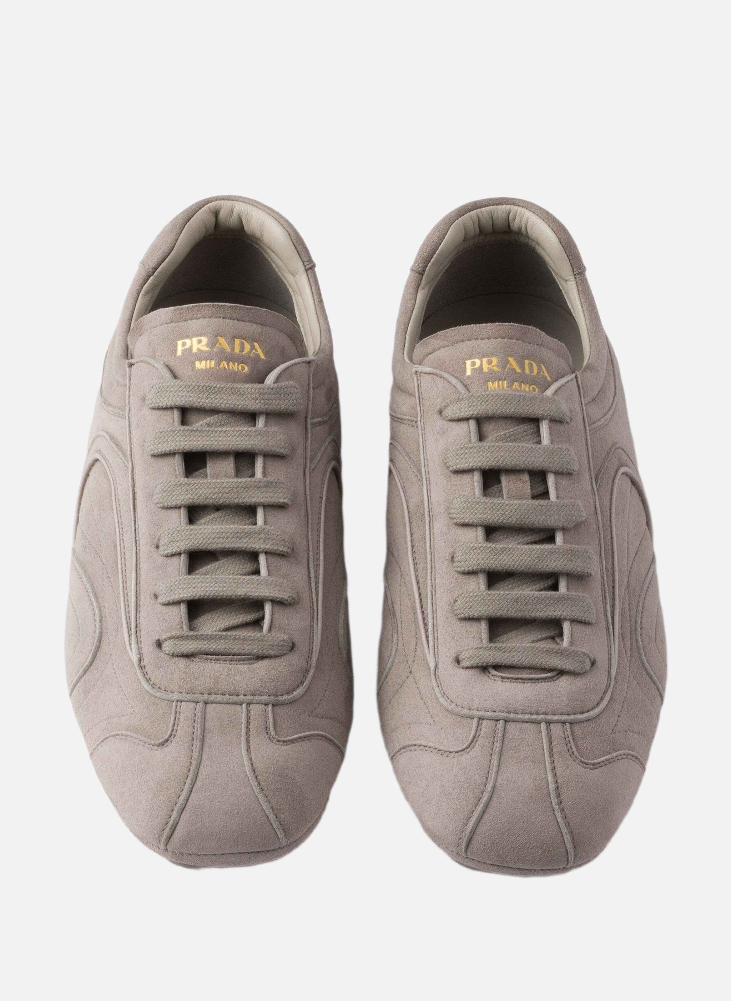 Baskets montecarlo re-edition 2005 en daim PRADA Gris