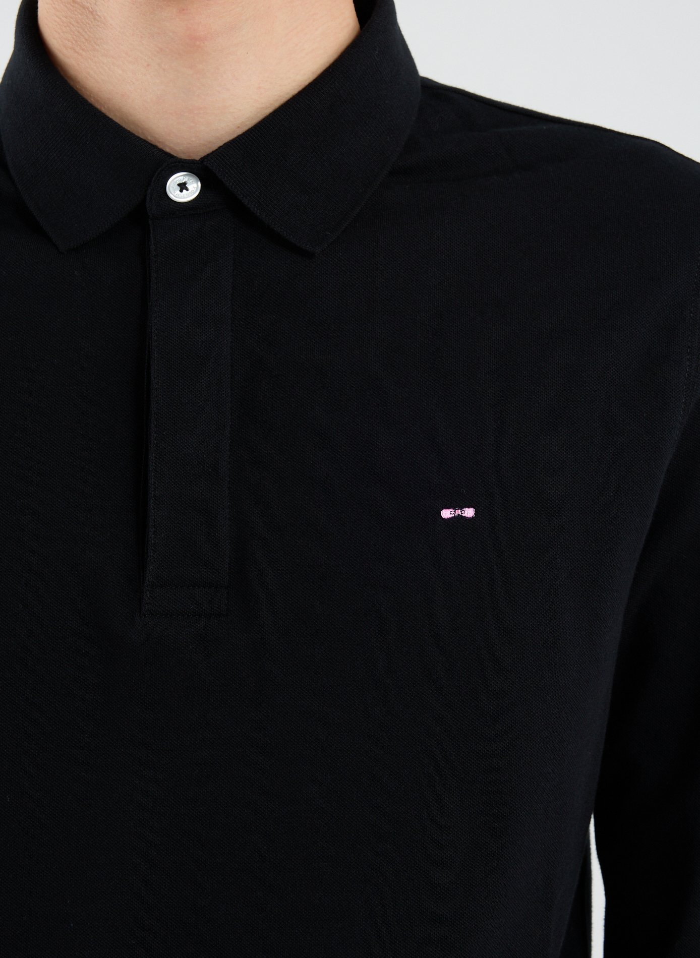 Long-sleeved polo shirt in blended cotton EDEN PARK Black