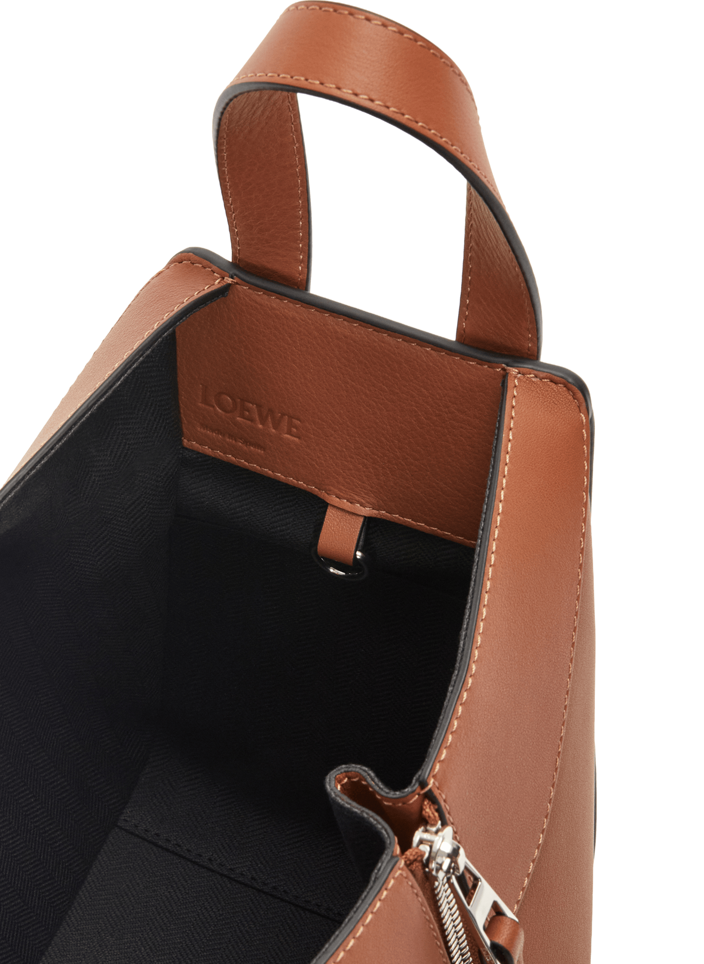 Sac Hammock Compact en cuir de veau classique LOEWE Marron