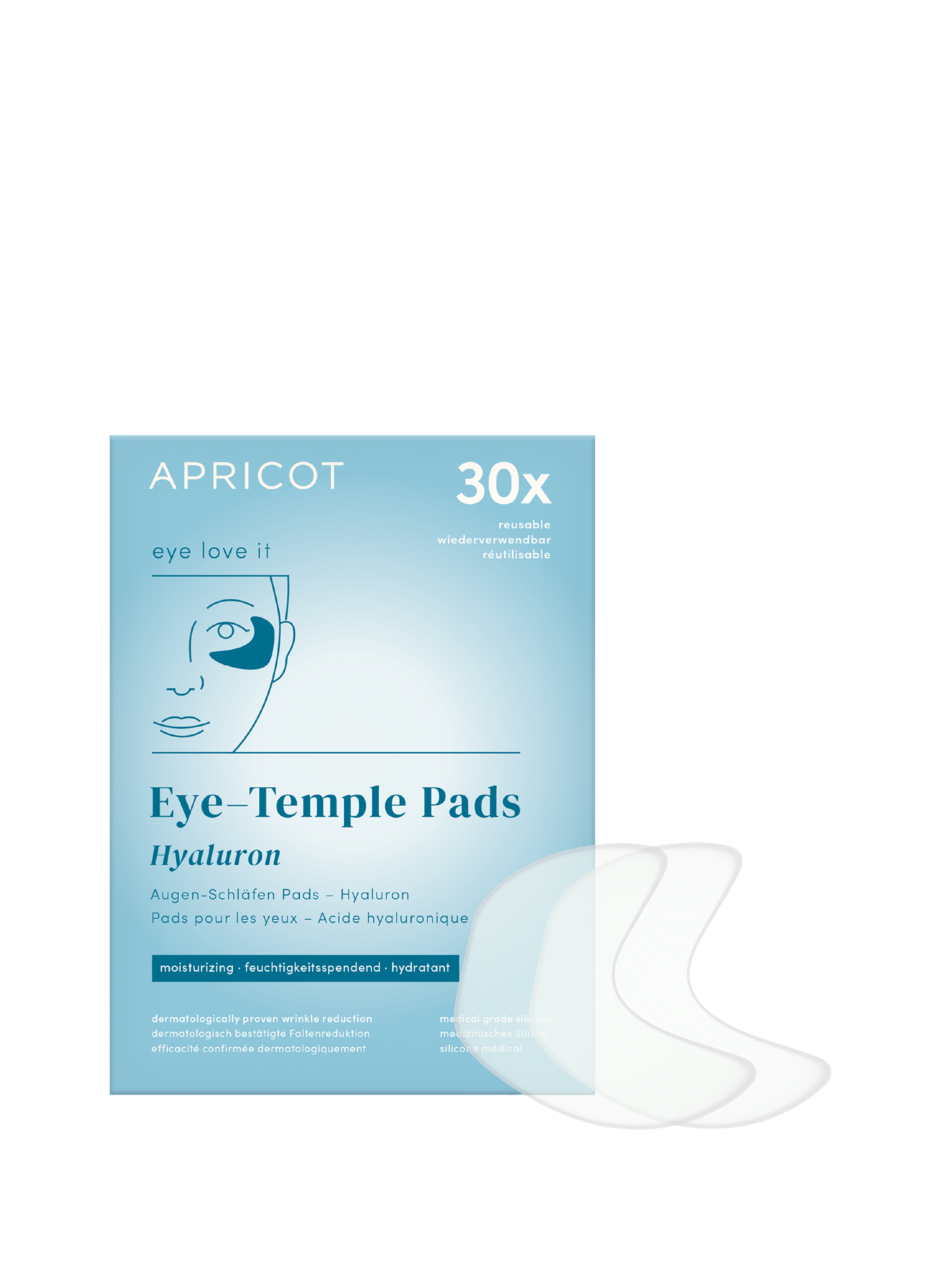 Pads yeux et tempes réutilisables à l’acide hyaluronique APRICOT No color