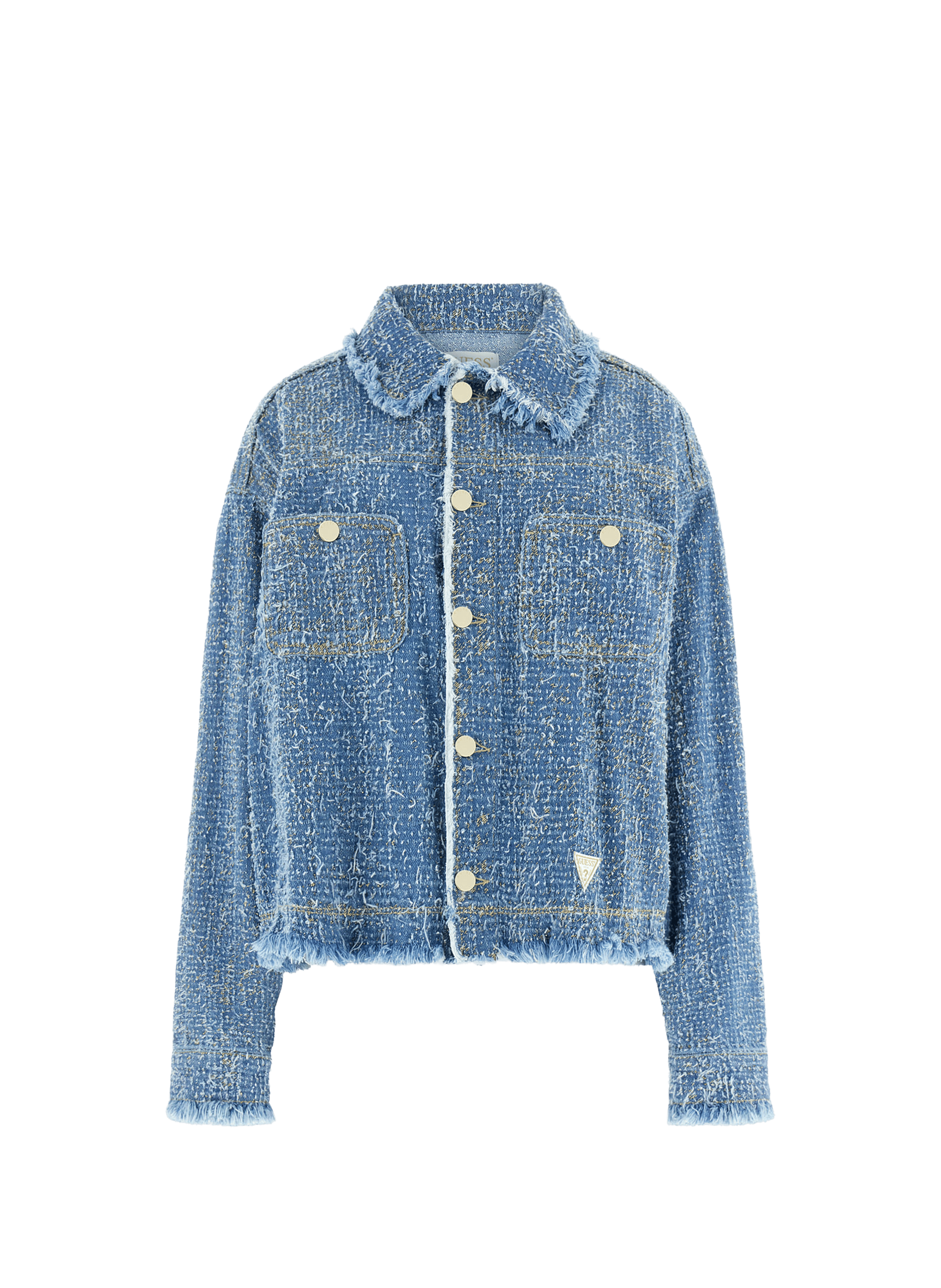Short cotton tweed jacket GUESS Blue