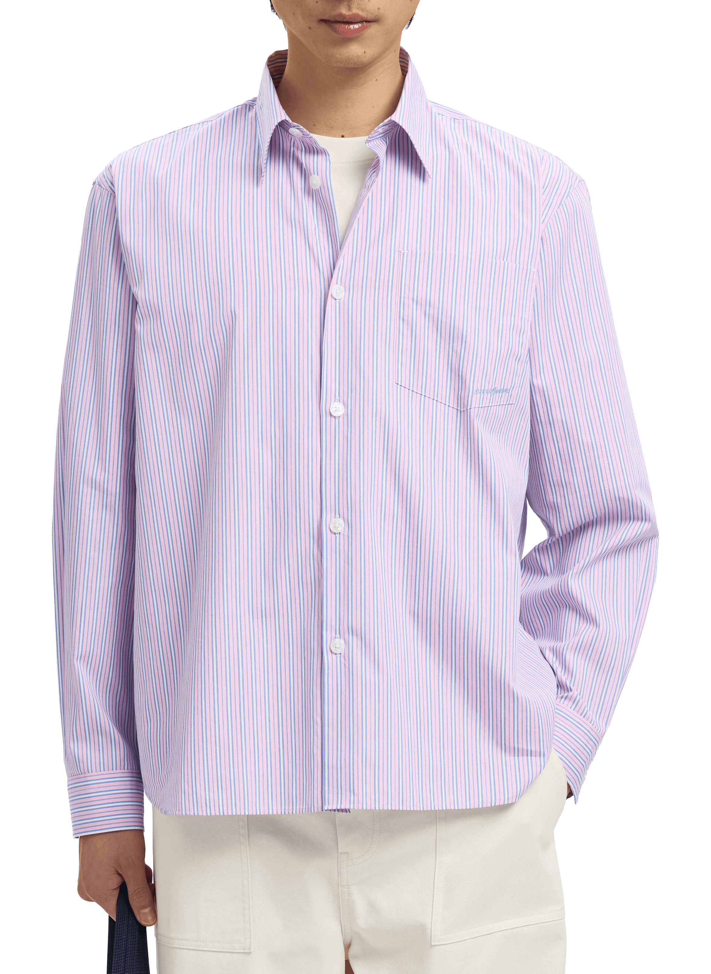 Straight striped cotton shirt SELECTED Pink