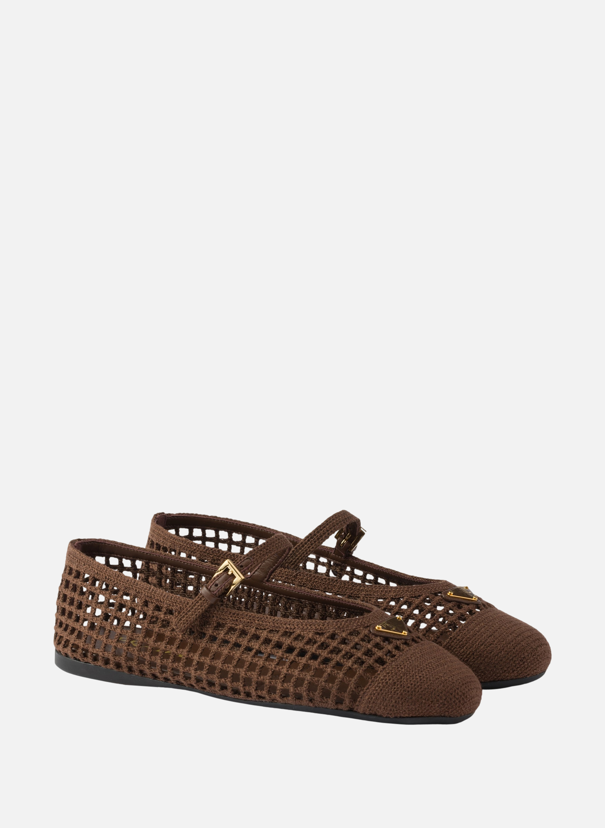 Ballerines en crochet PRADA Marron