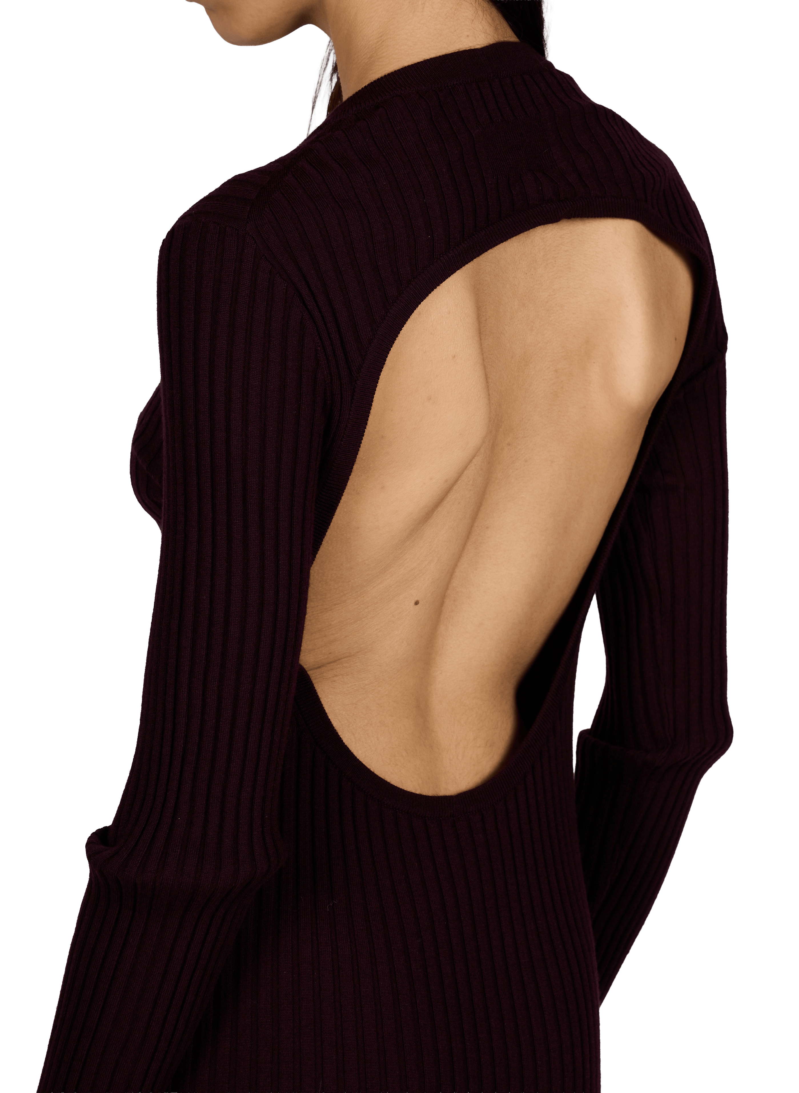 Ribbed wool open back dress HELMUT LANG Purple
