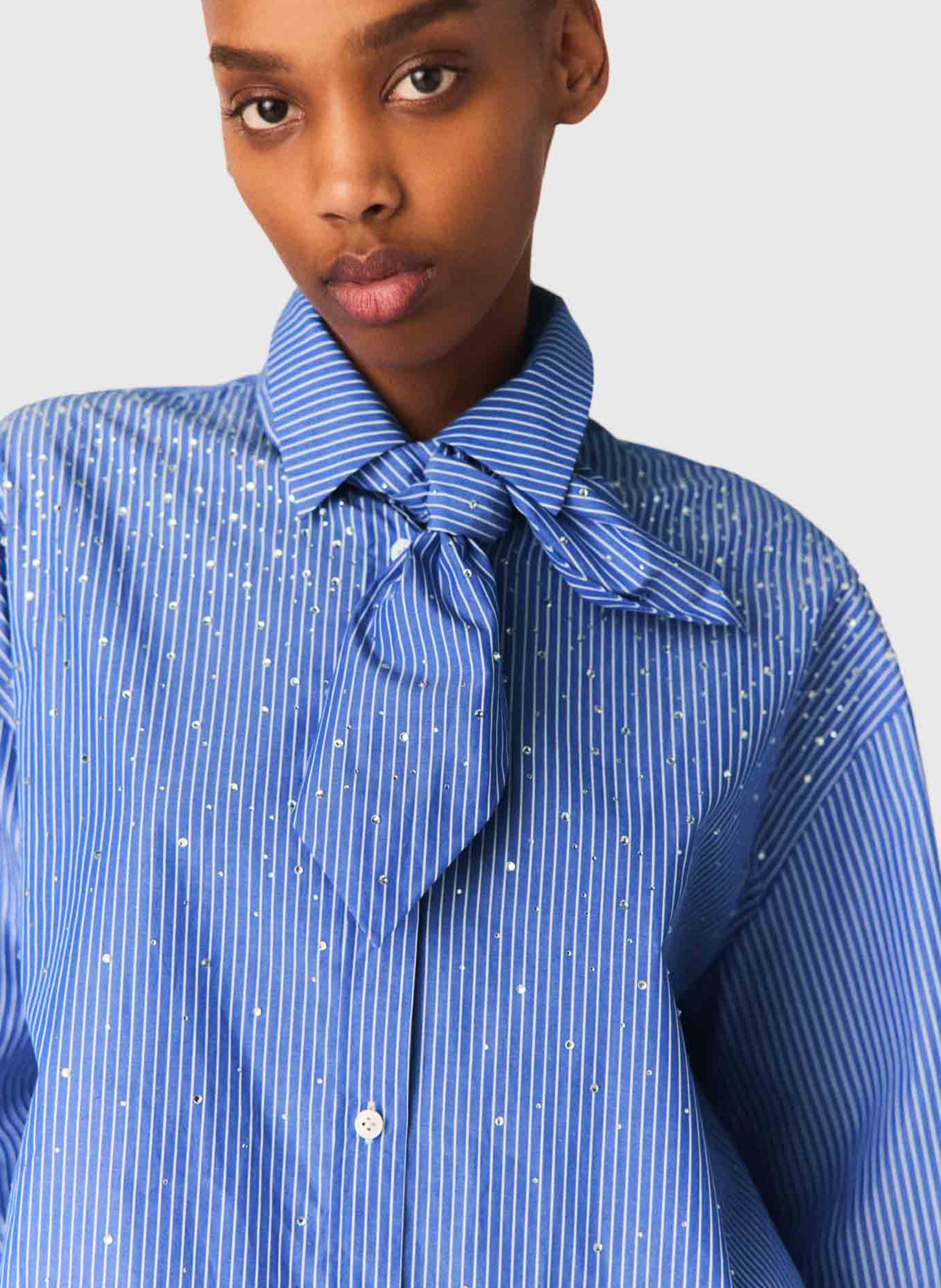 Chemise oversize col classique en coton MAJE Bleu