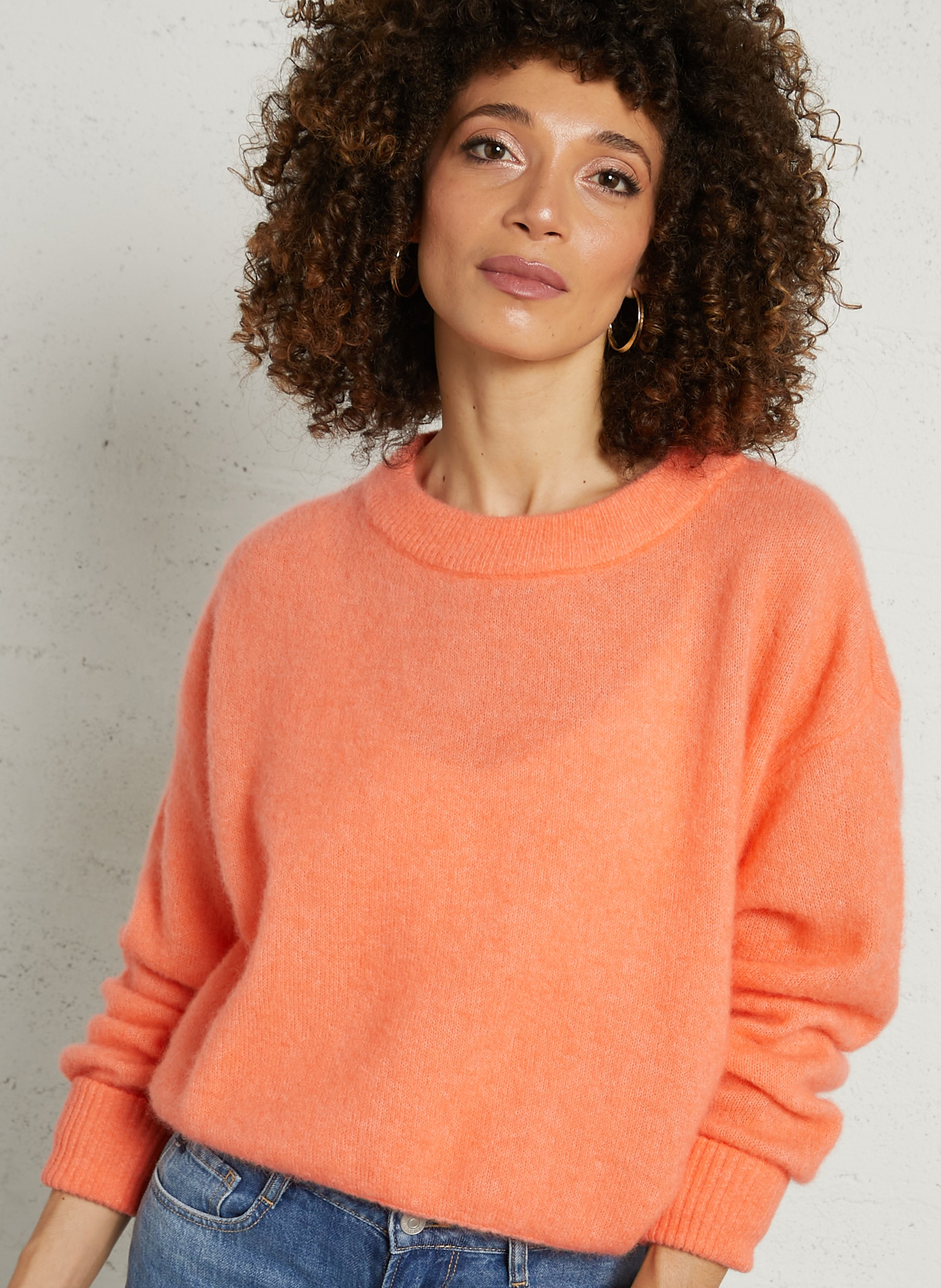 Pull ample col rond en laine mélangée vitow AMERICAN VINTAGE Orange