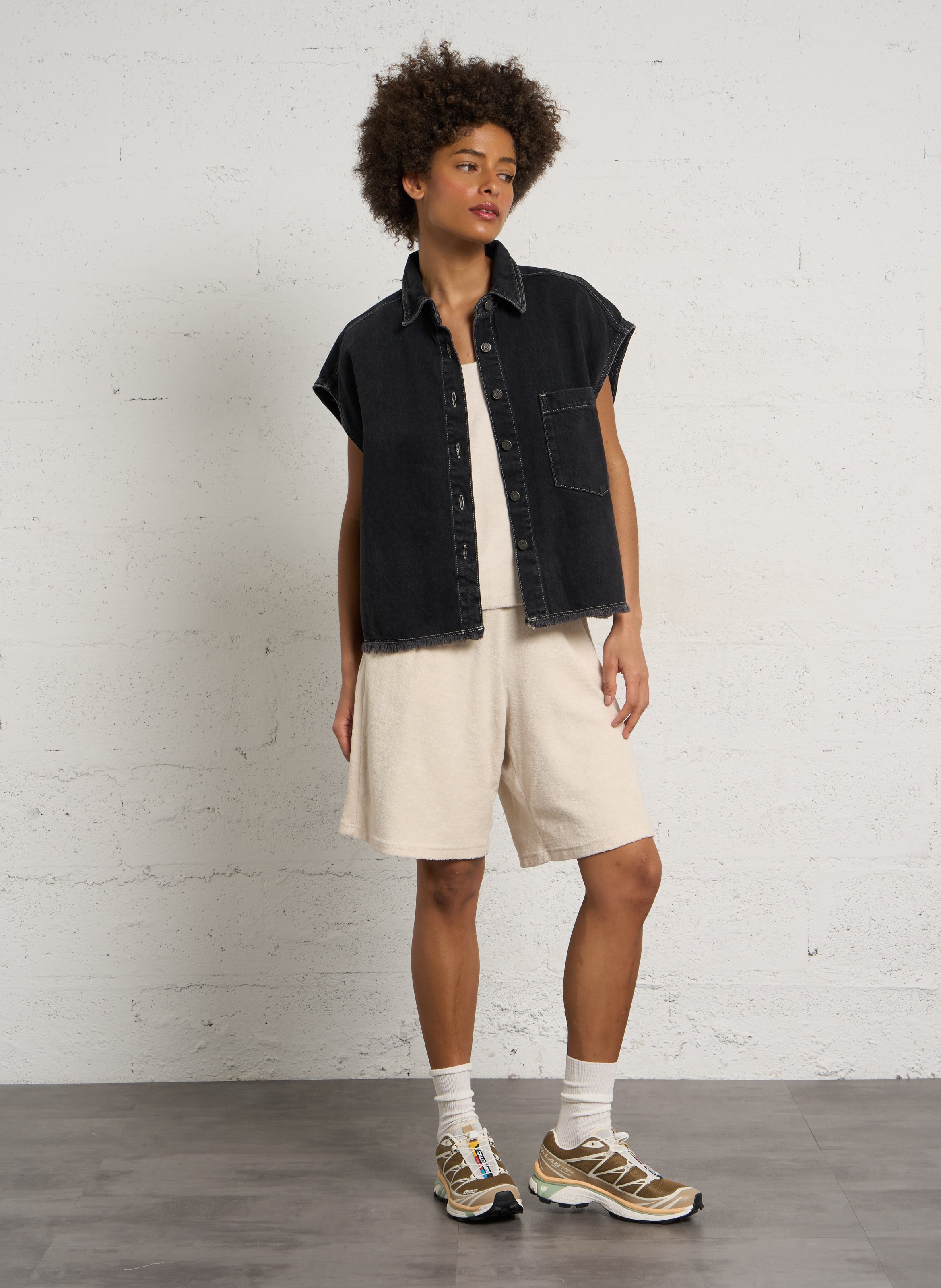 Short droit en coton bio et coton recyclé fuxow AMERICAN VINTAGE Beige