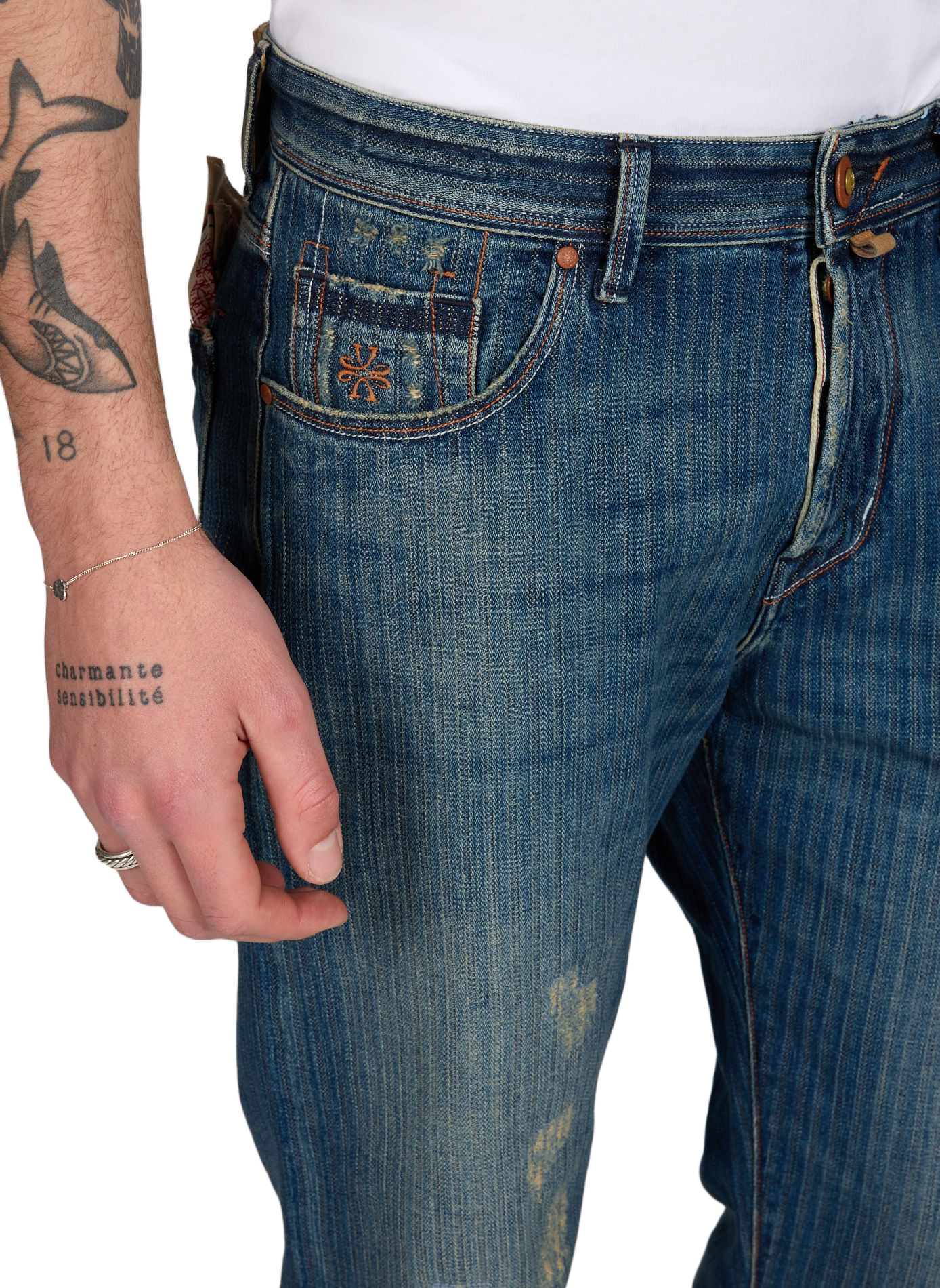 Straight Leg Distressed Cotton Jeans JACOB COHEN Blue