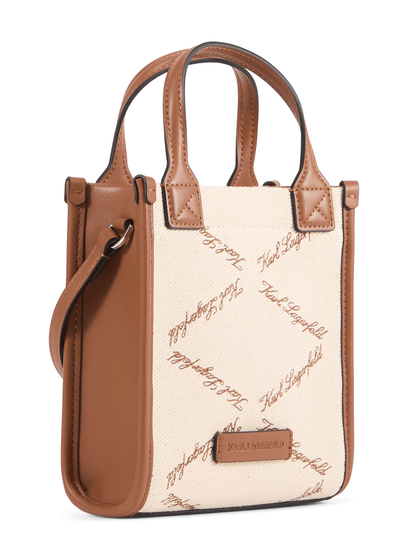 Sac à main K/ Ville en coton et cuir KARL LAGERFELD Beige