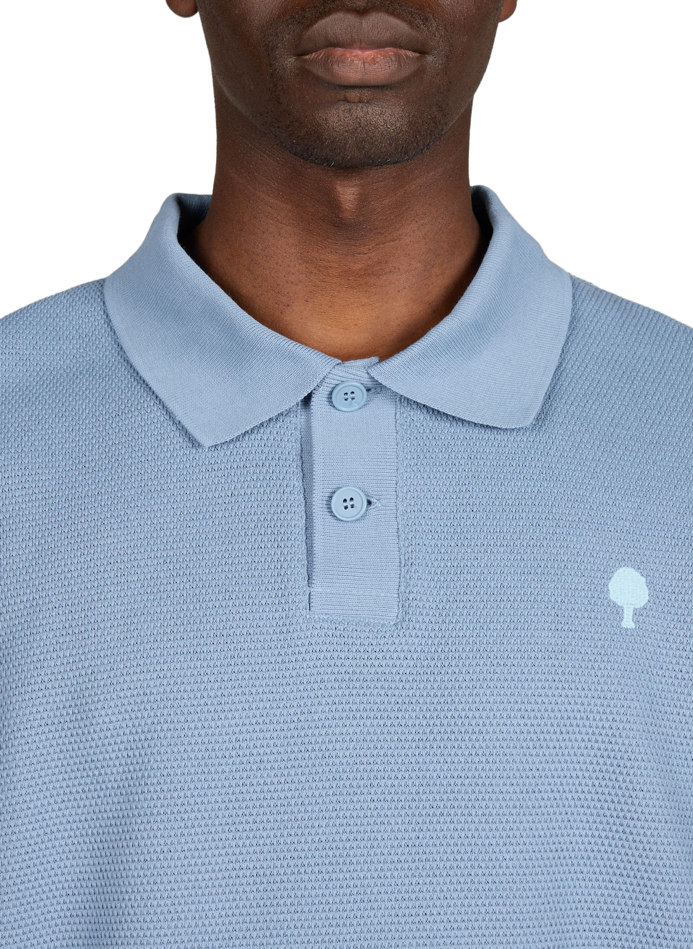 Polo à manches courtes en coton piqué texturé FAGUO Bleu