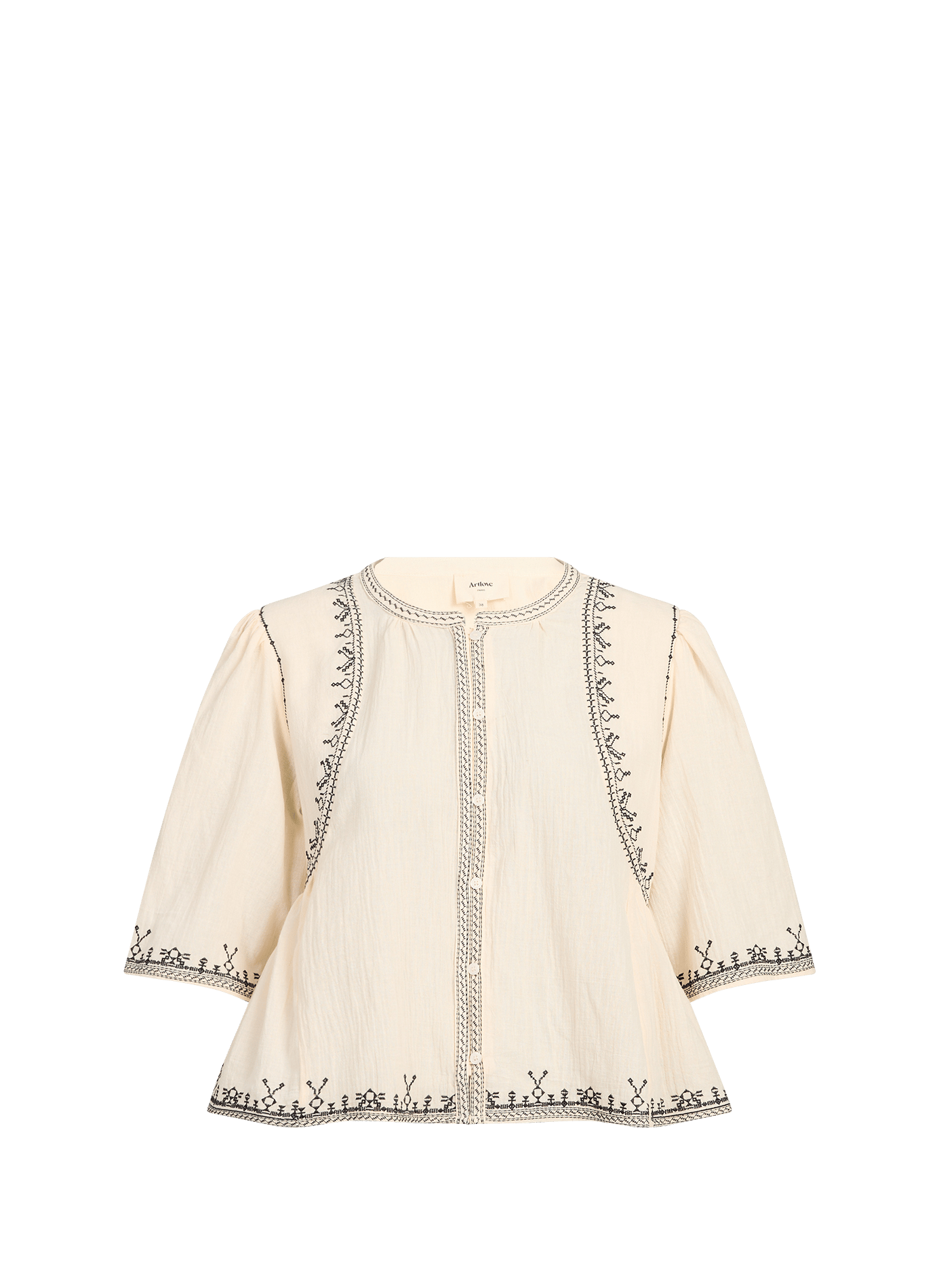 Chemise Melisca brodée en coton ARTLOVE Jaune