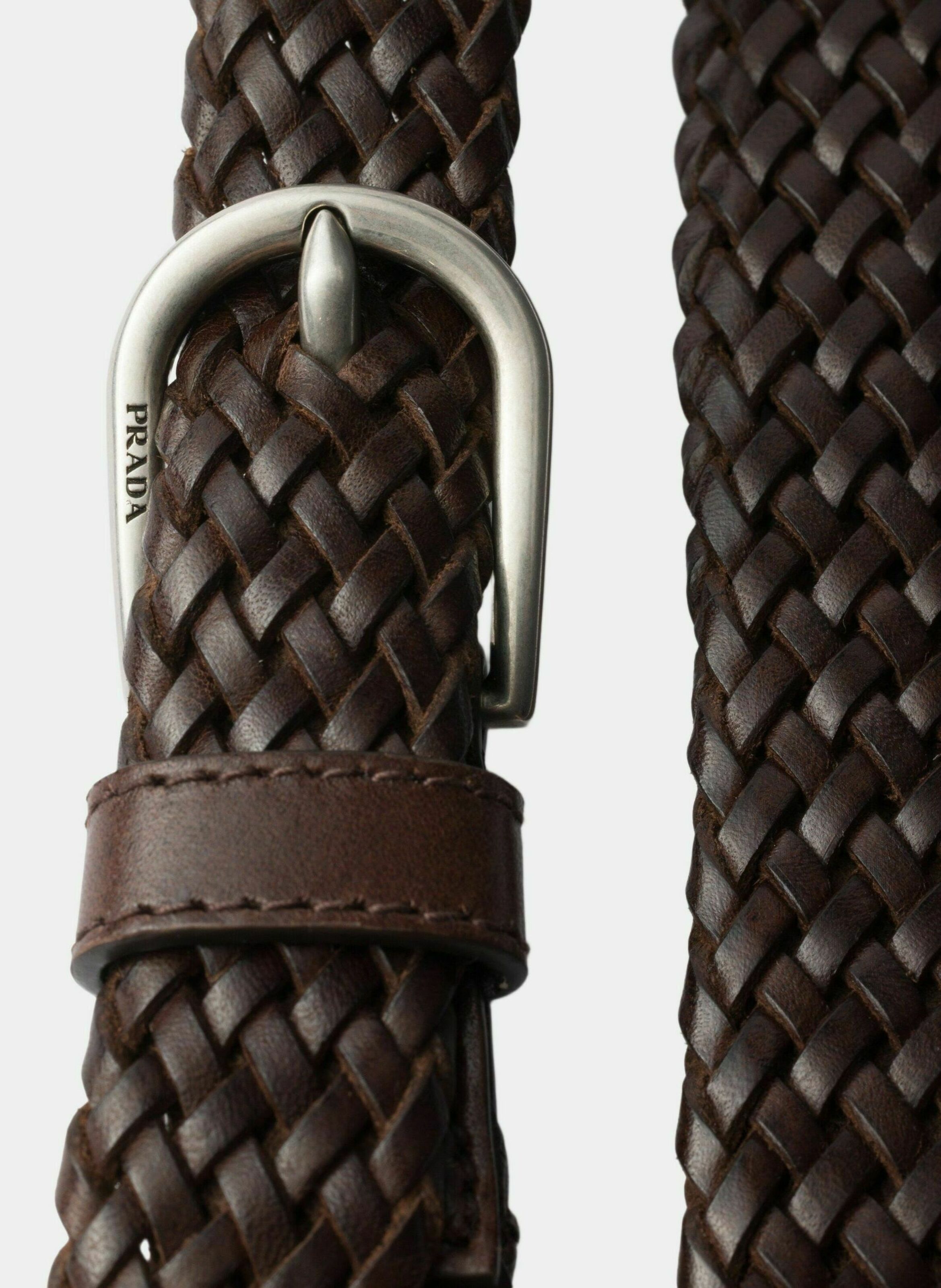 Ceinture fine en cuir PRADA Marron