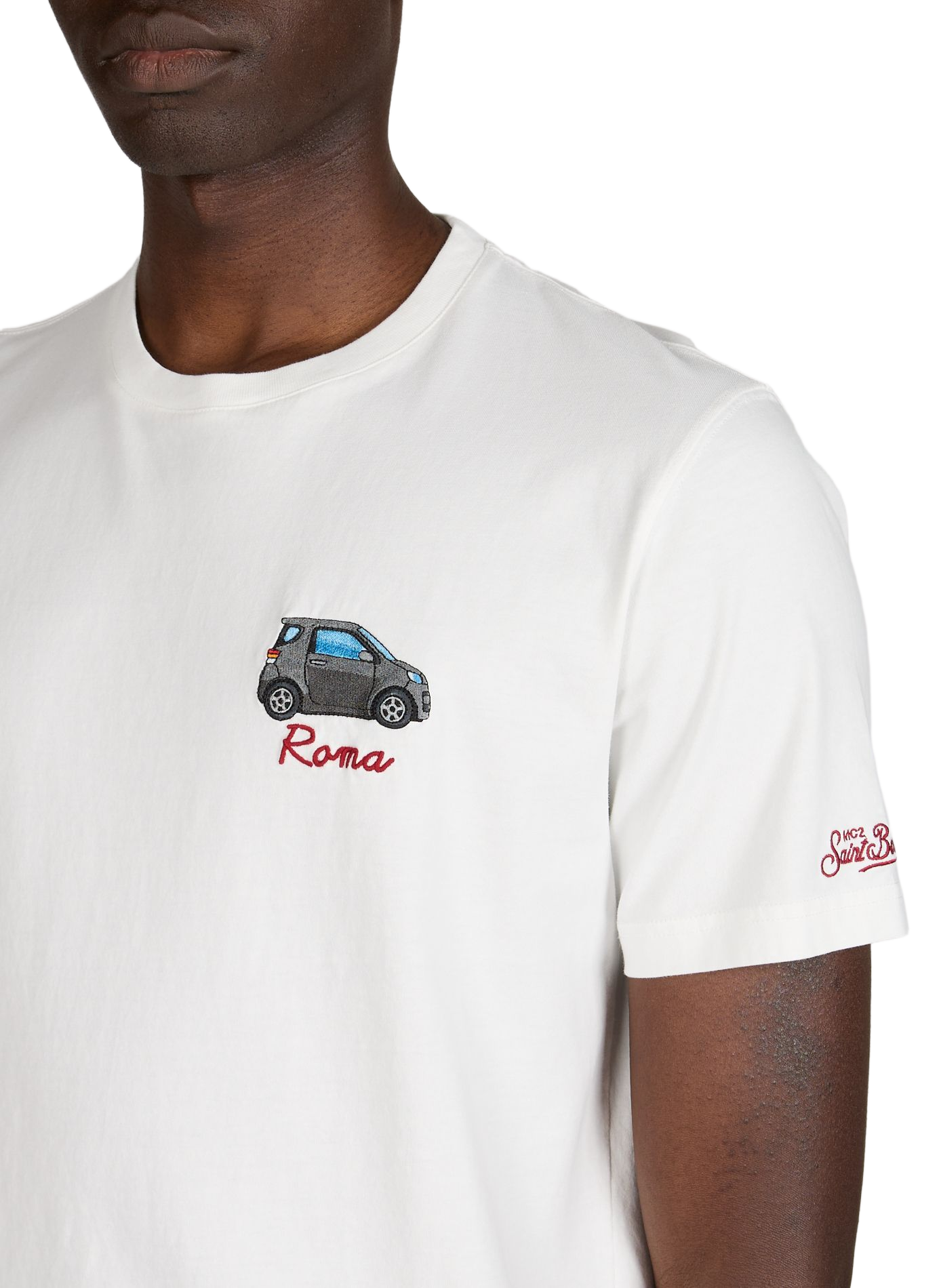 Embroidered round neck cotton T-shirt MC2 SAINT BARTH Beige