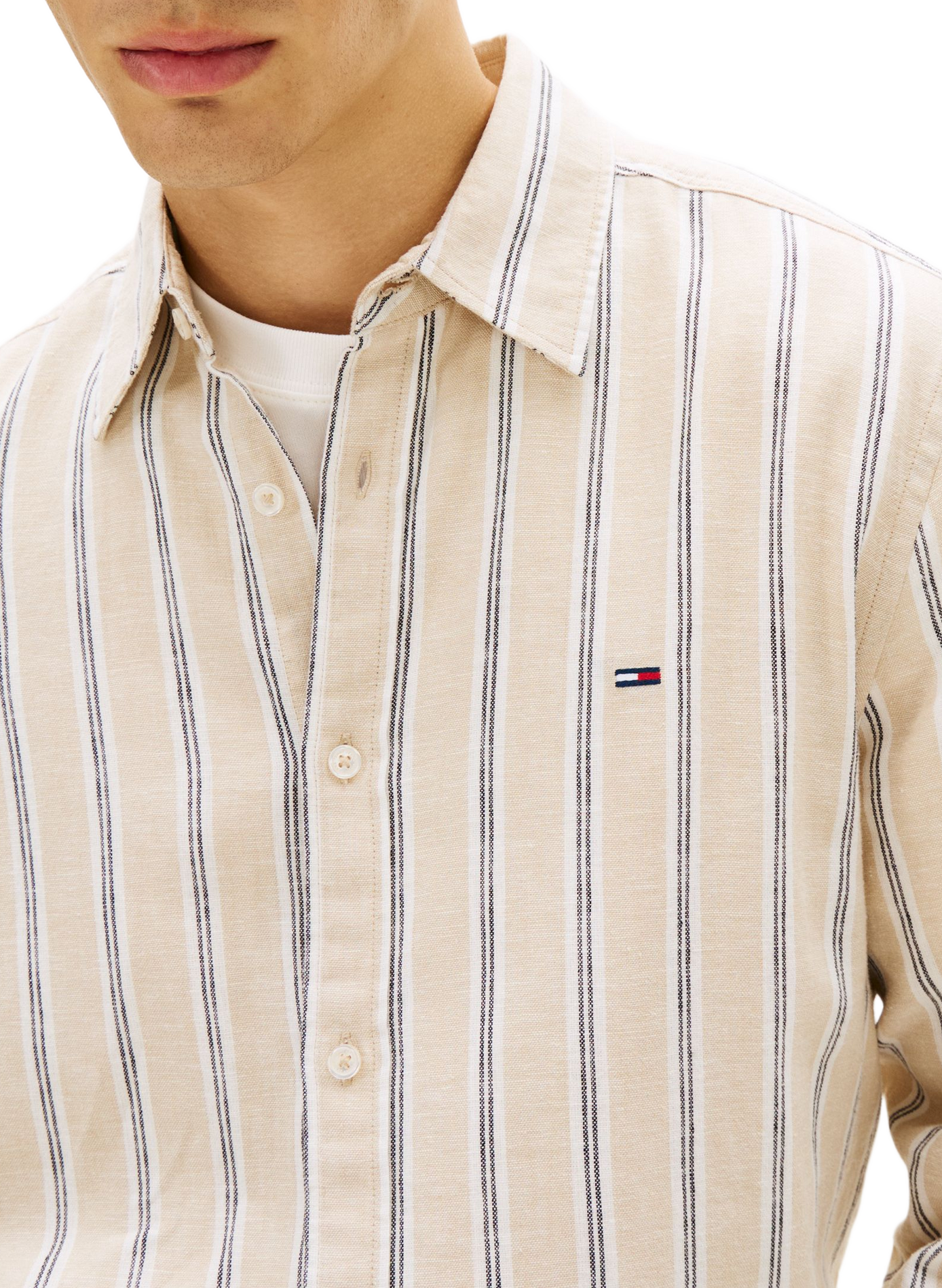 Vertical striped shirt in cotton and linen TOMMY HILFIGER Multicolour