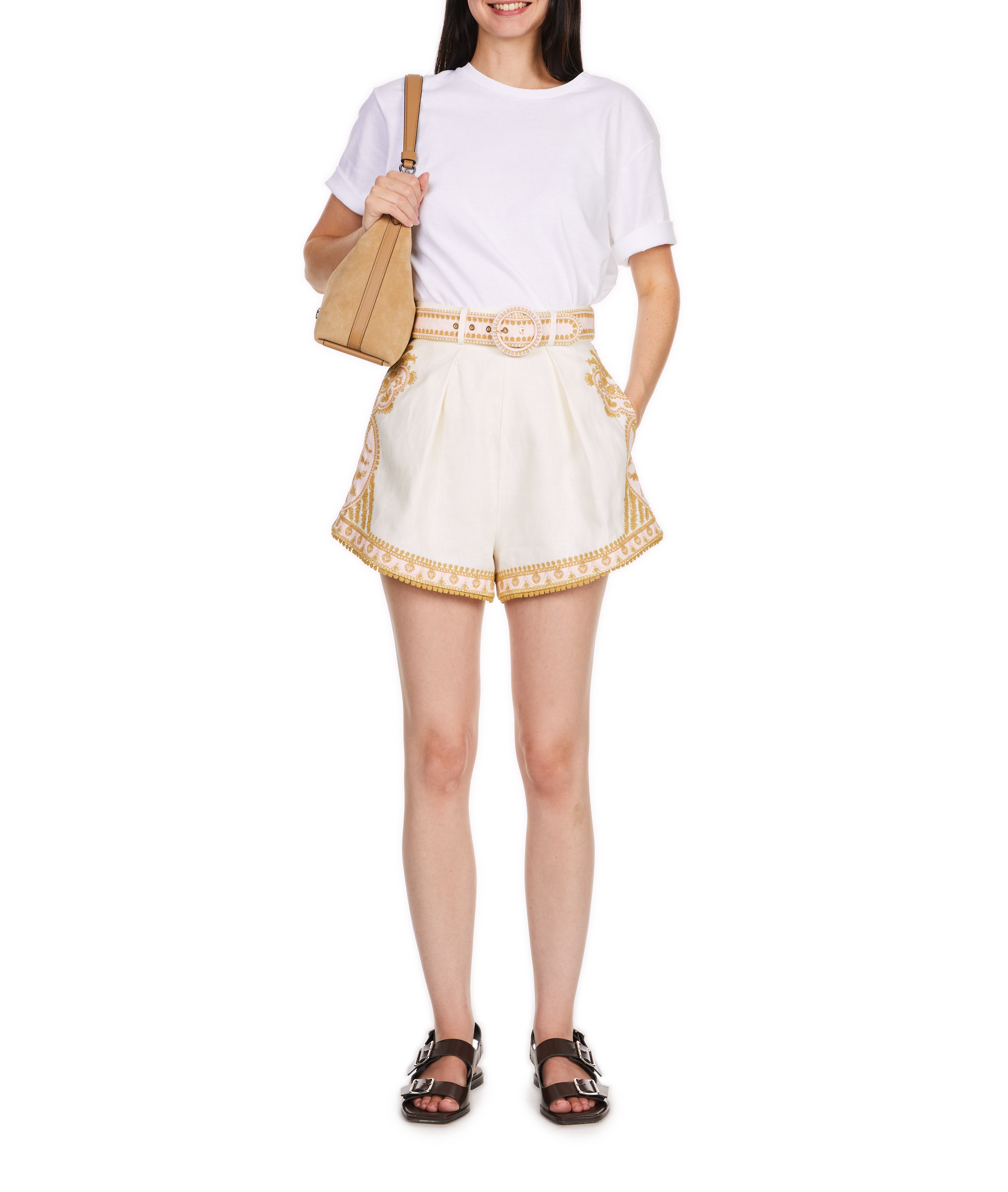 Linen shorts with embroidery ZIMMERMANN Multicolour