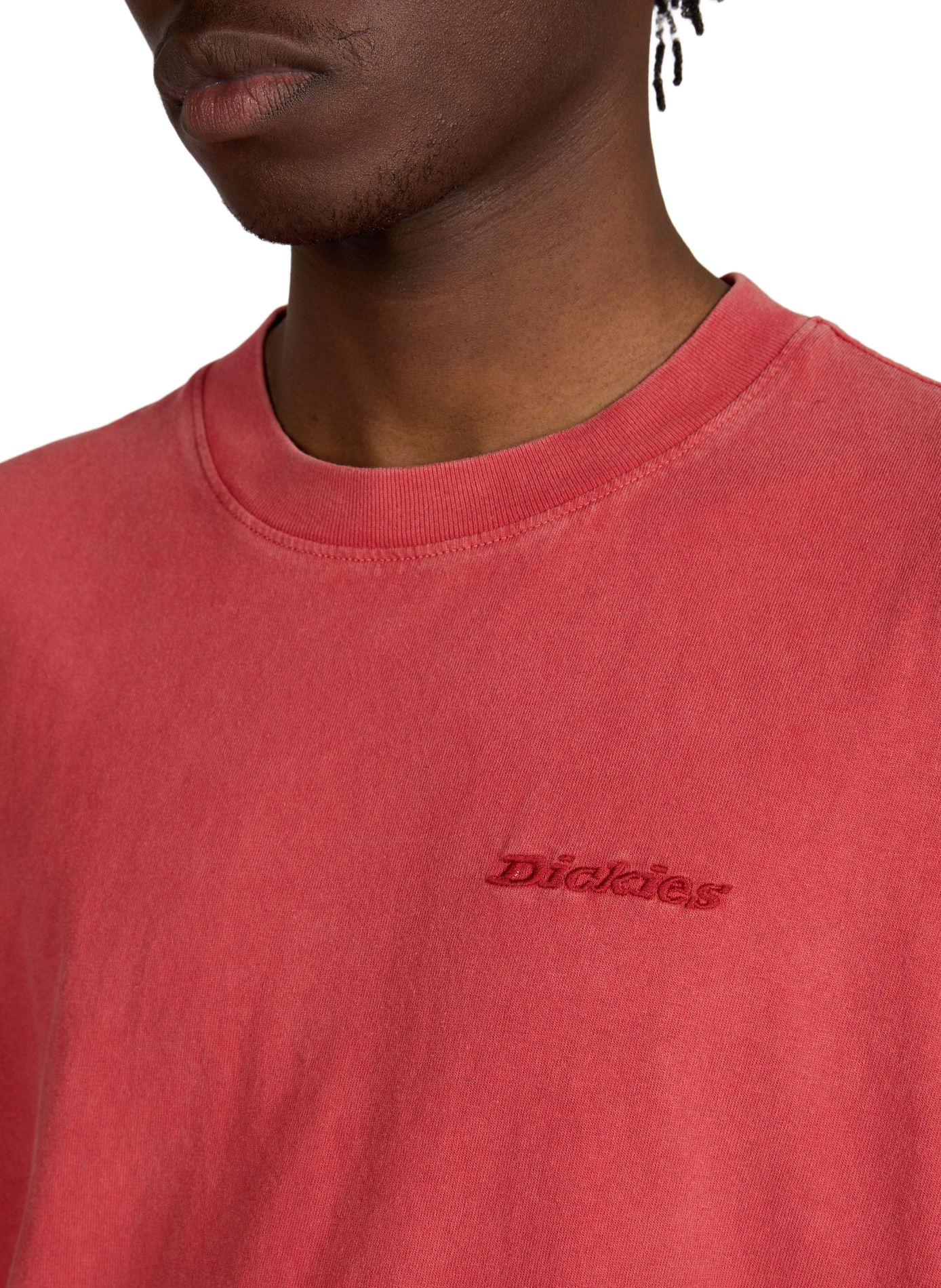 Round neck T-shirt with embroidered logo in cotton DICKIES Red