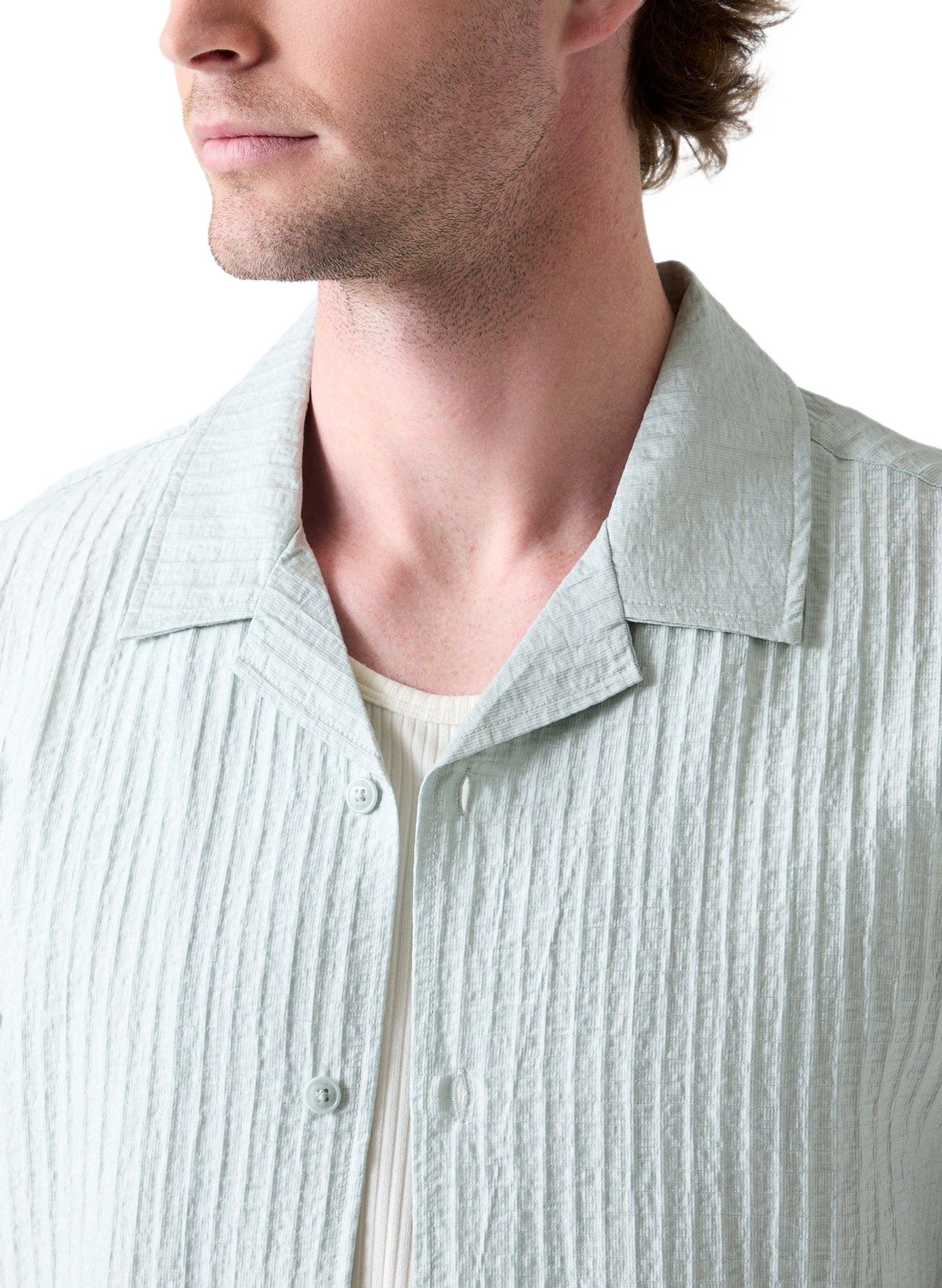 Waffled shirt with Cuban collar GUESS Green