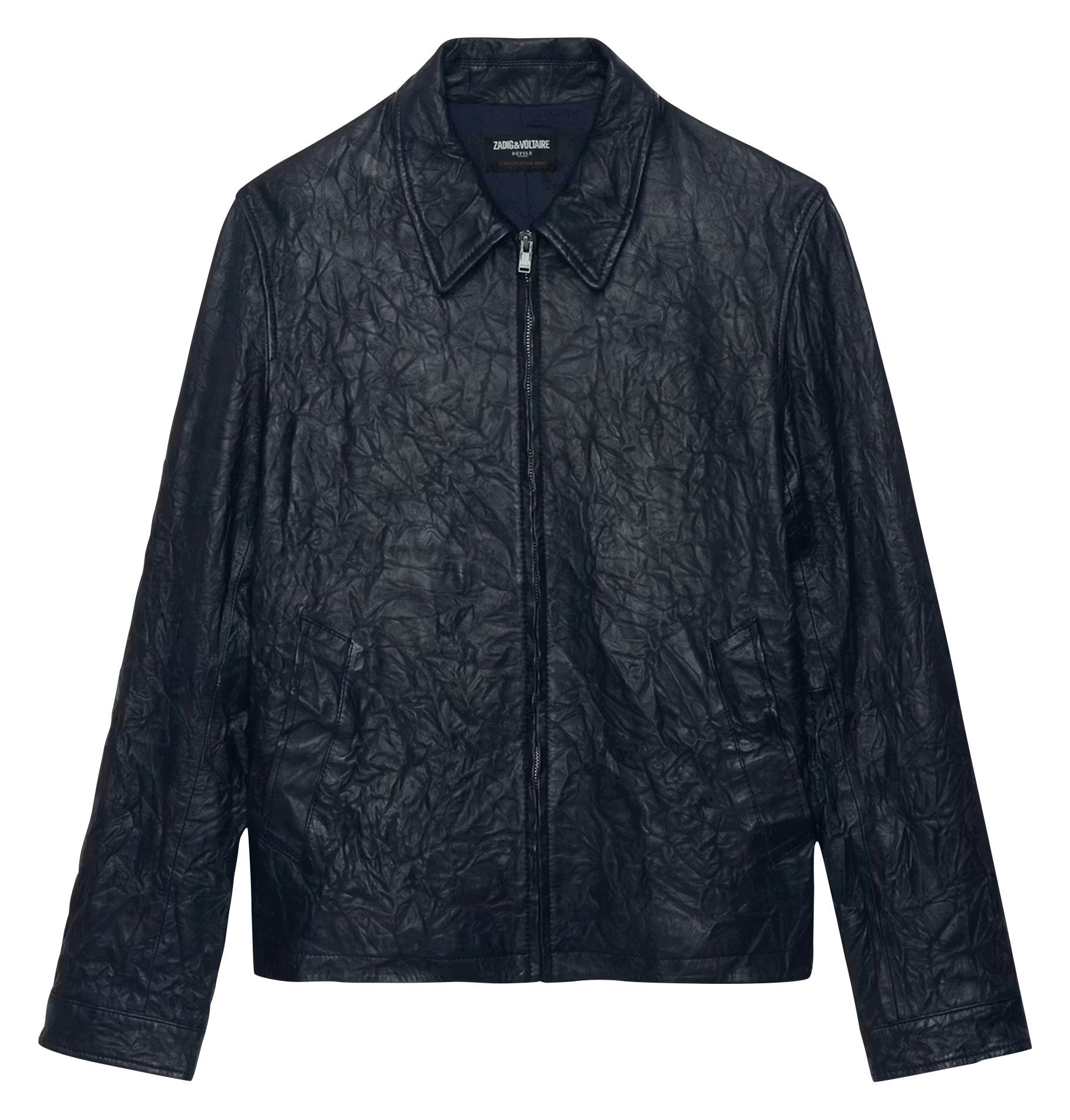 Veste droite zippée froissée en cuir loumy ZADIG&VOLTAIRE Bleu