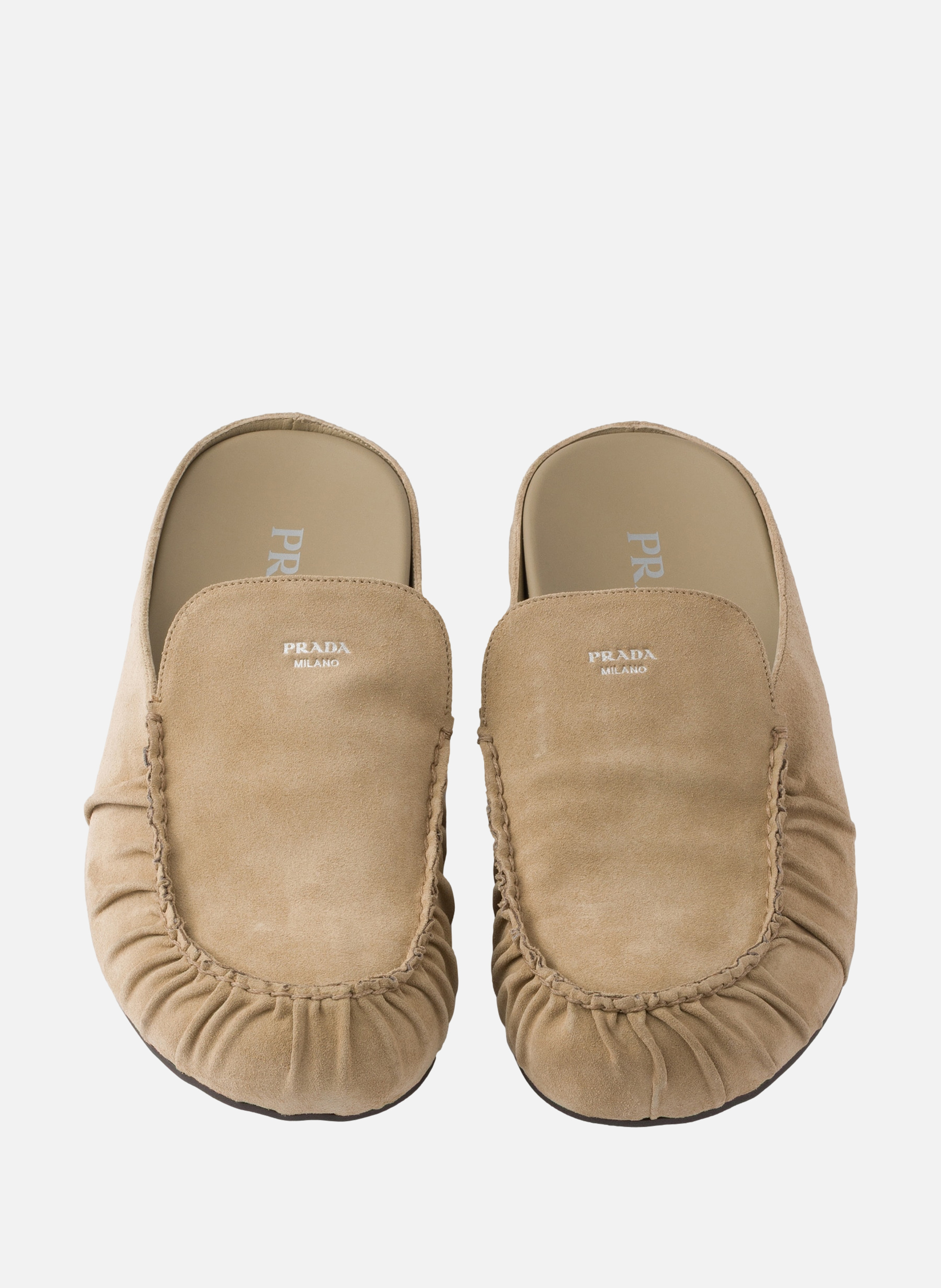 Mules en veau velours PRADA Beige