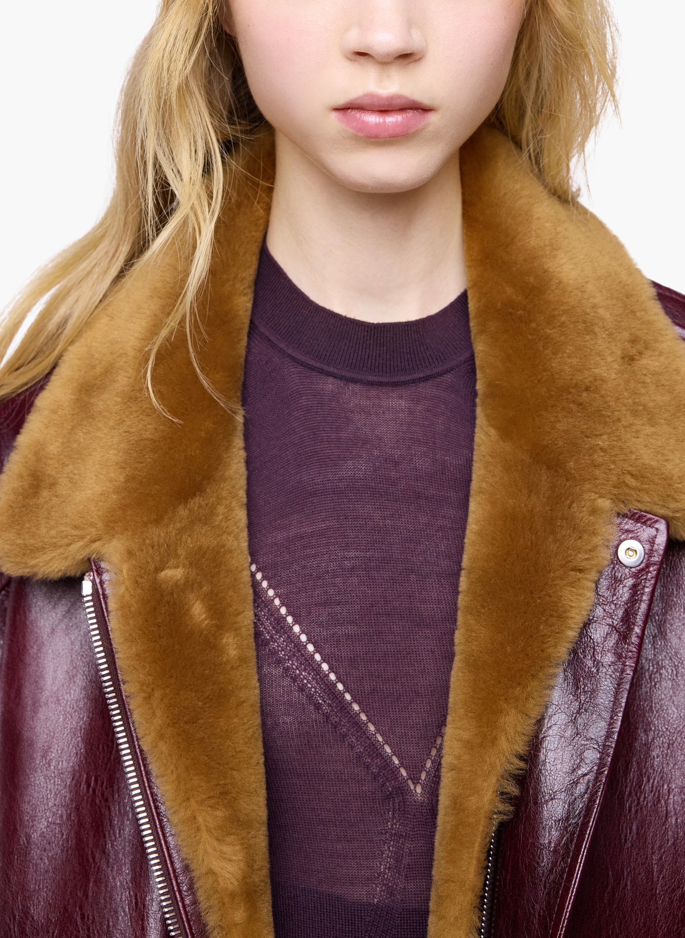 Veste bomber en cuir texturé RABANNE Rouge