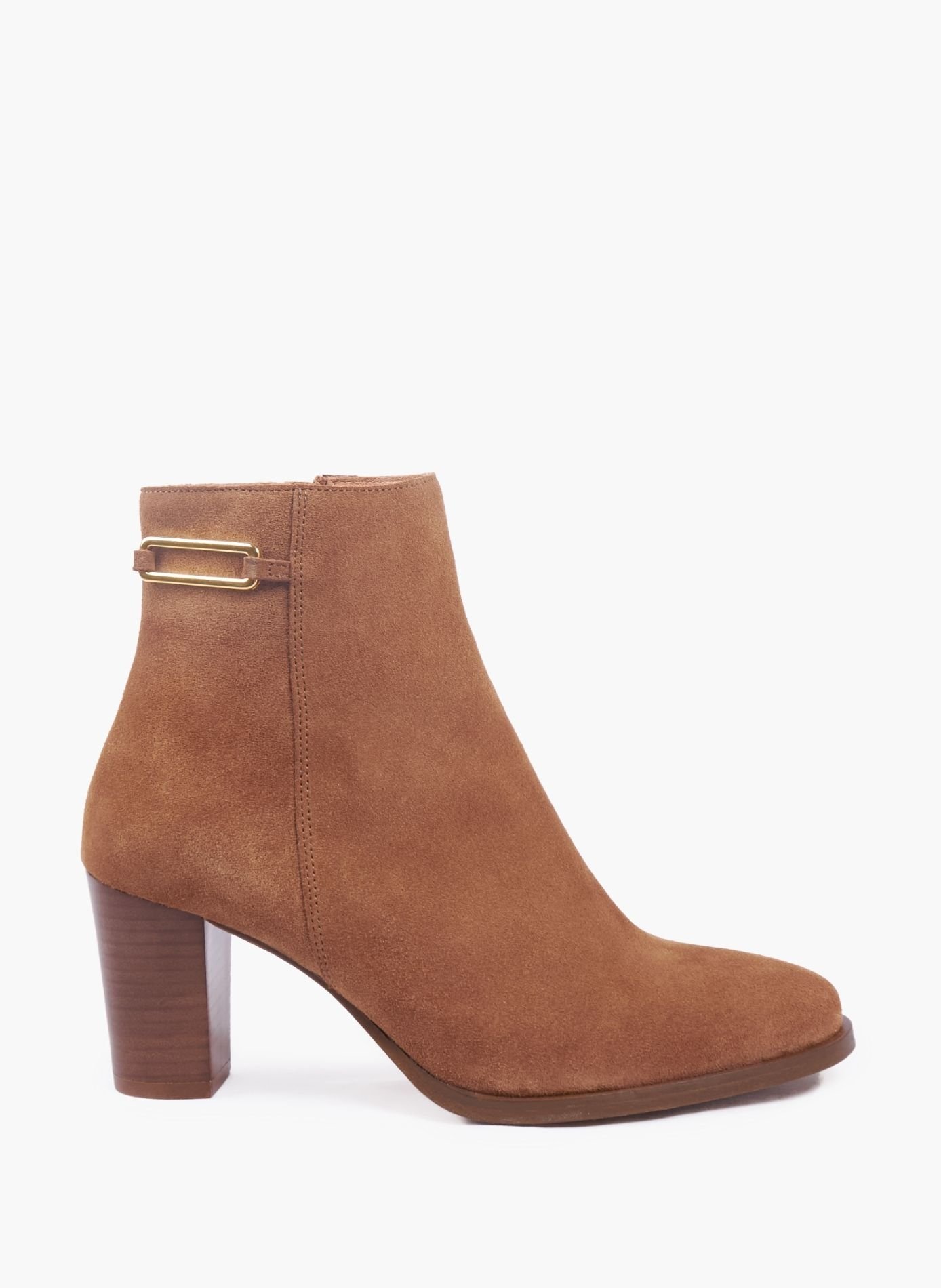 Bottines bijoux talon zélie cuir daim JULES & JENN Marron