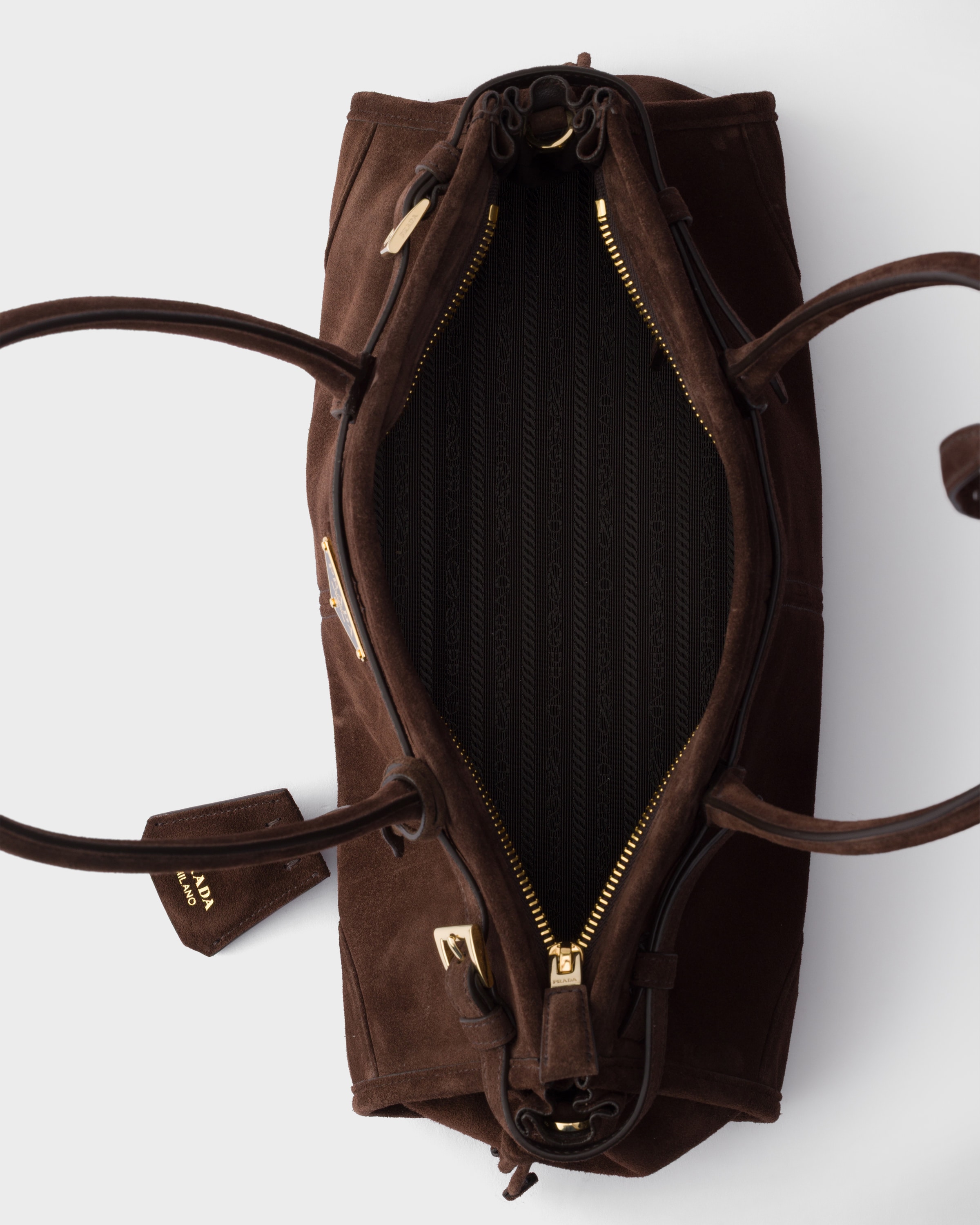 Sac prada bonnie moyen en veau velours PRADA Marron