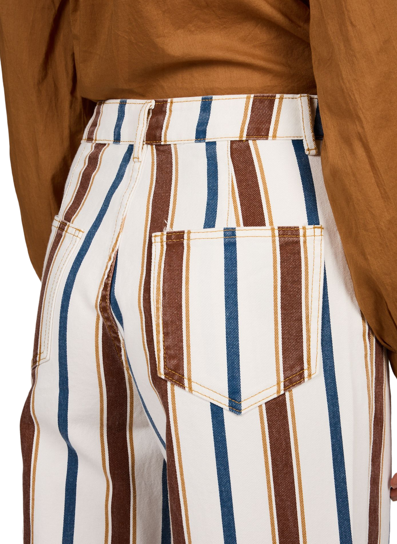 Gerade geschnittene Jeans aus gestreiftem Baumwolldenim VILA Beige