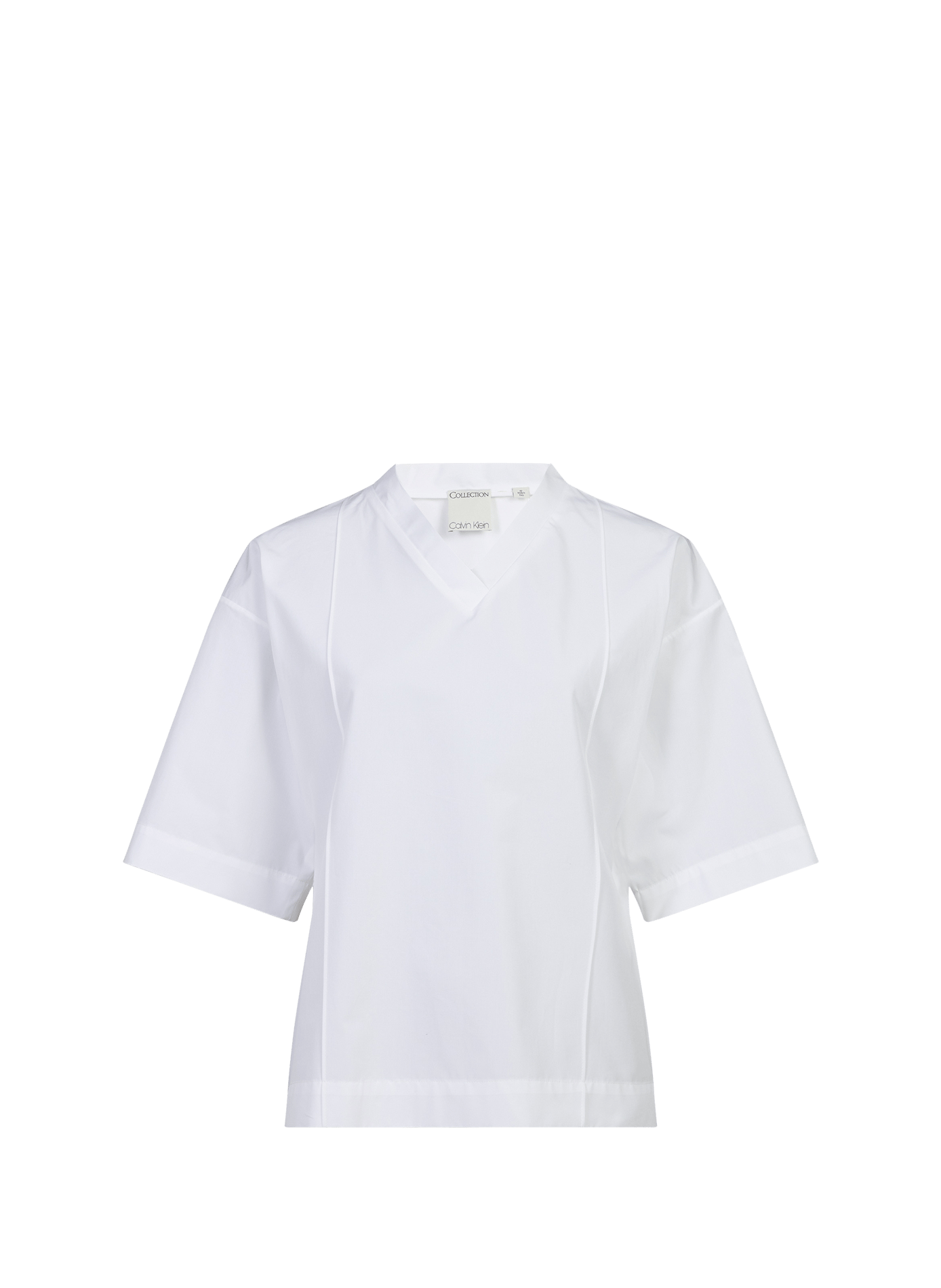 V-neck T-shirt with back opening in cotton CALVIN KLEIN COLLECTION White