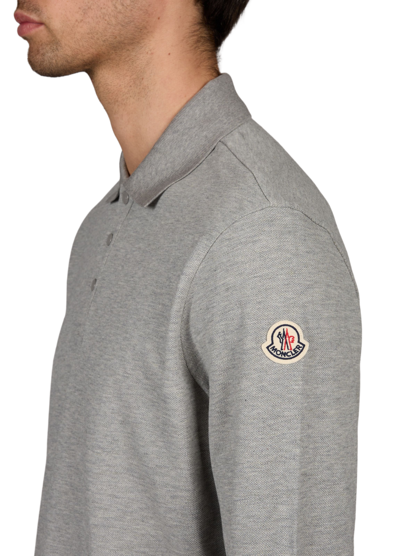 Long-sleeve straight fit cotton polo MONCLER Black